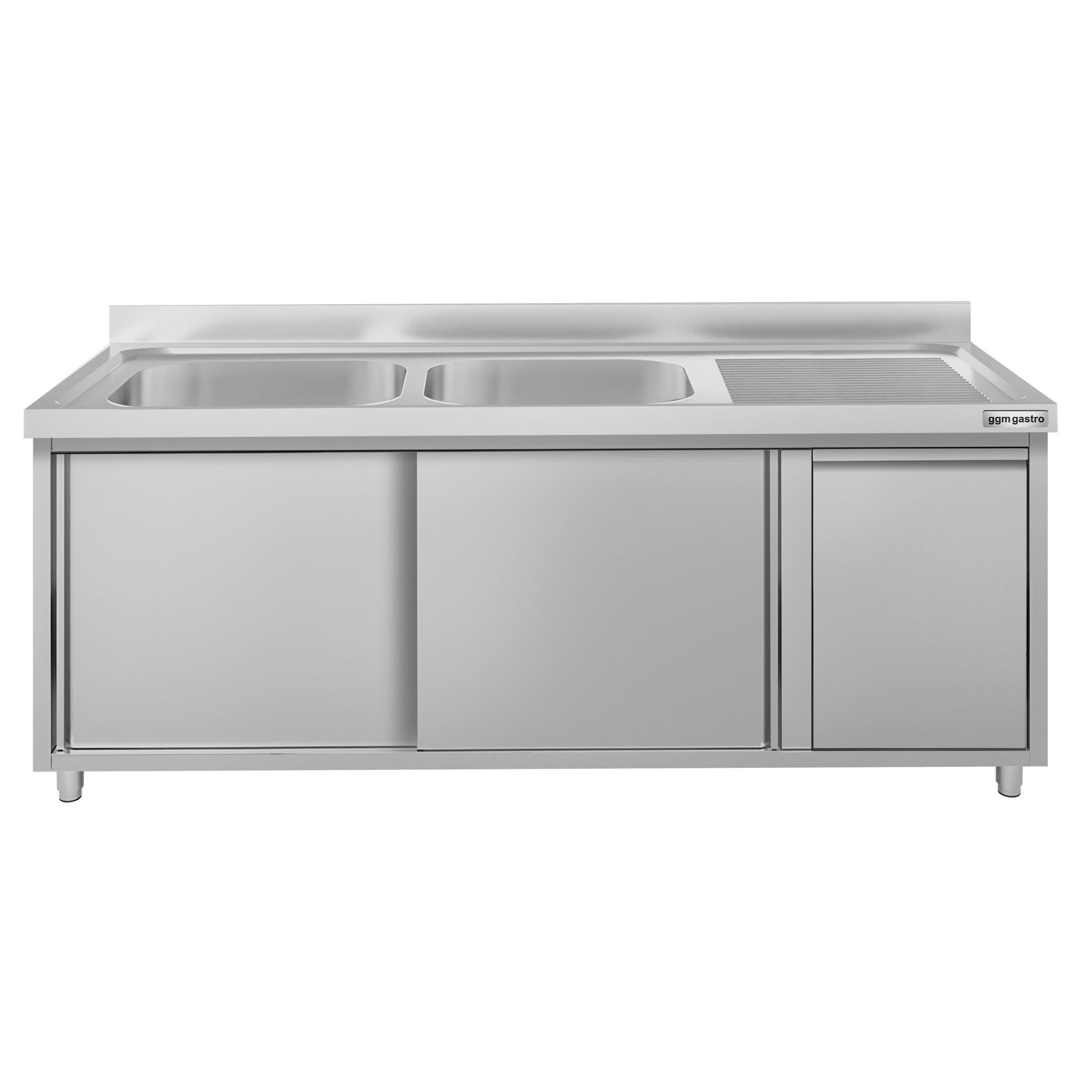 Meuble évier ECO - 1800 x 600 mm - avec poubelle & 2 bacs à gauche