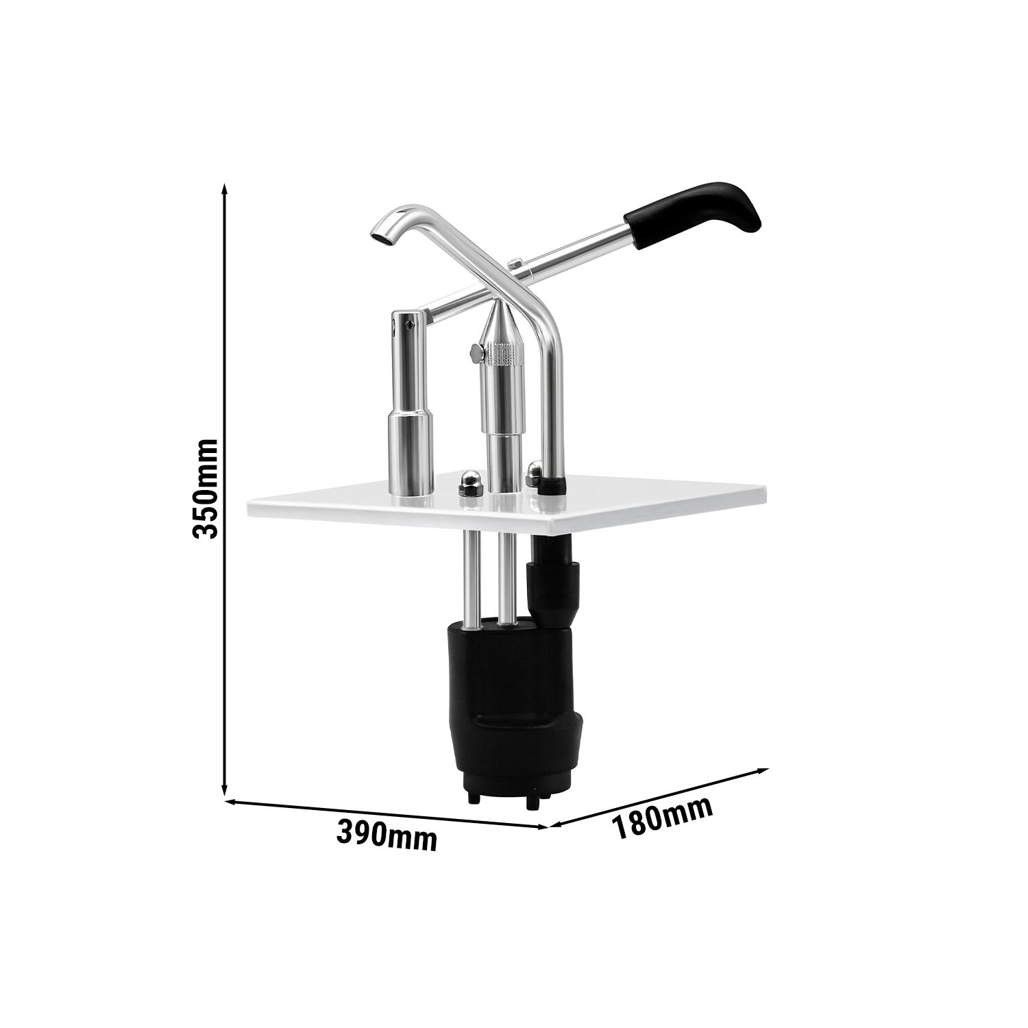 Pompe à sauce - à levier - dosage réglable - compatible avec bac GN GN 1/6 - acier inoxydable 18/10 - 180x350/390mm