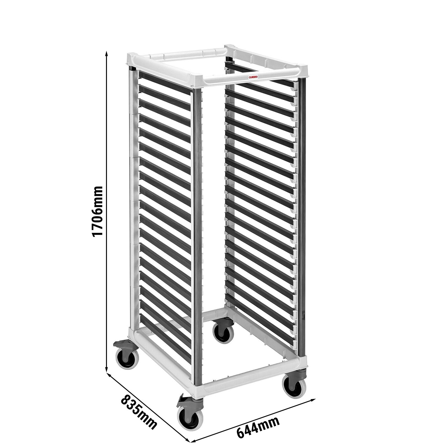 CAMBRO | CAMSHELVING® – Chariot à plateaux pour 18 × bacs GN 2/1