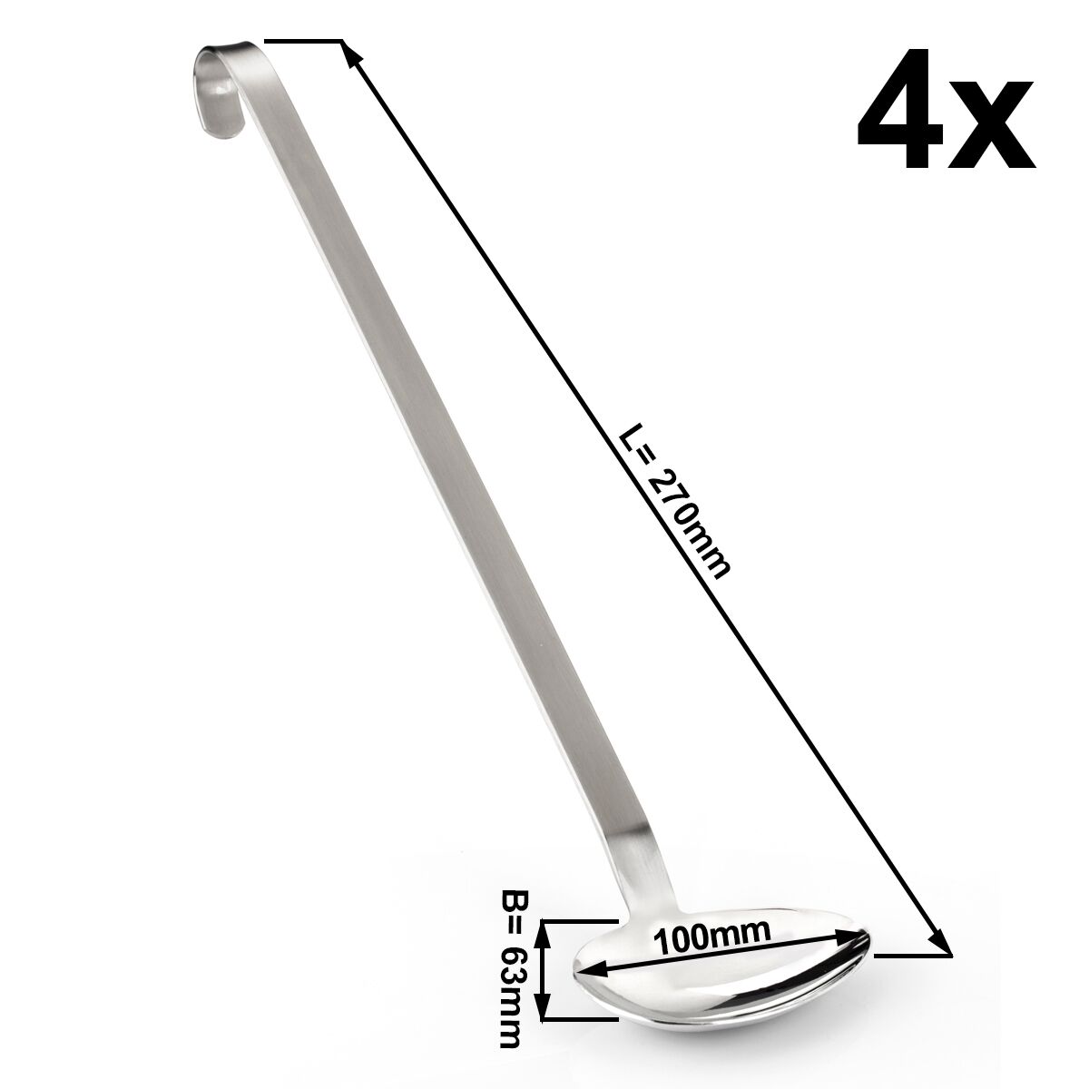 (4 st) Såsslev - Ø 100 mm - Längd: 270 mm - Rostfritt stål