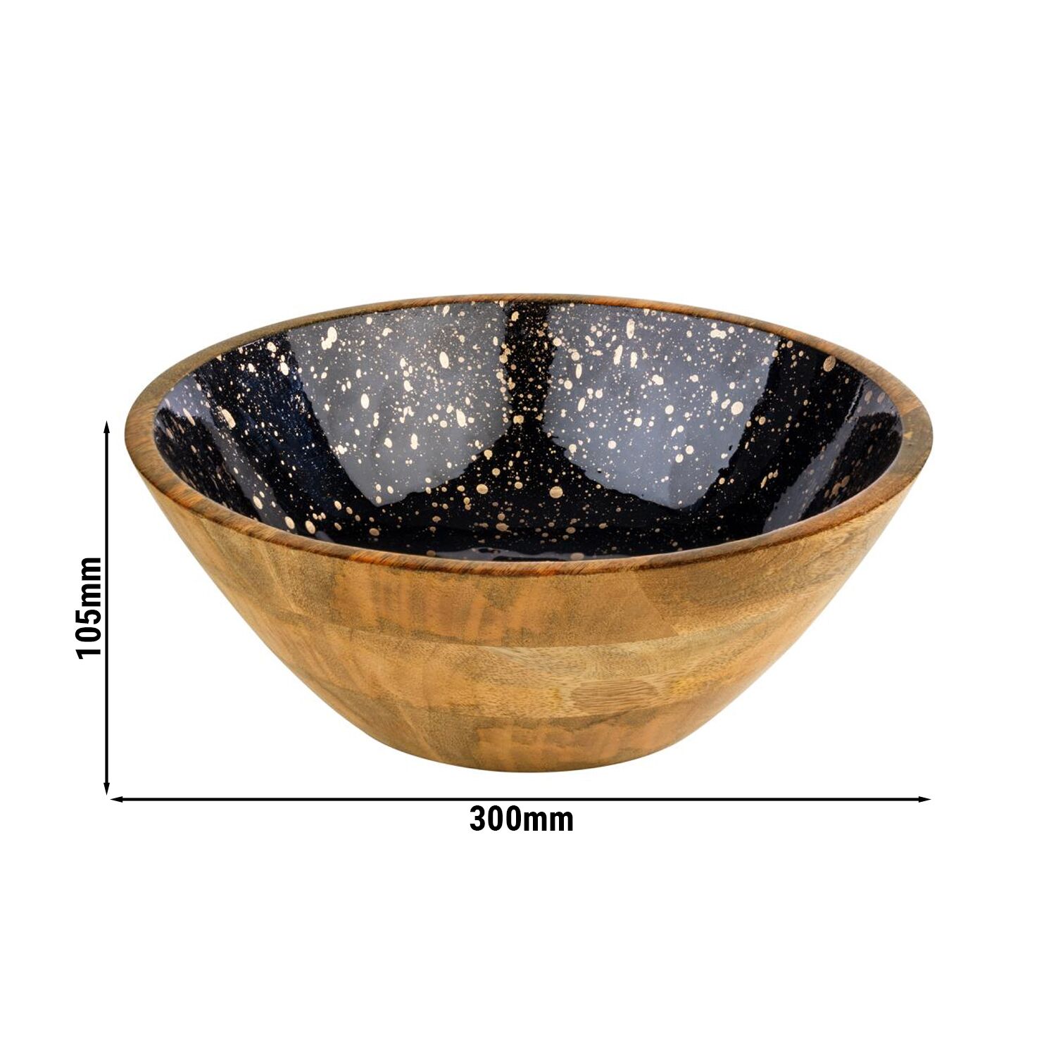 (6 pcs) Coupe - MANGO - Bois de manguier - 3L - Ø 300mm - Profondeur : 105mm - Noir-Or