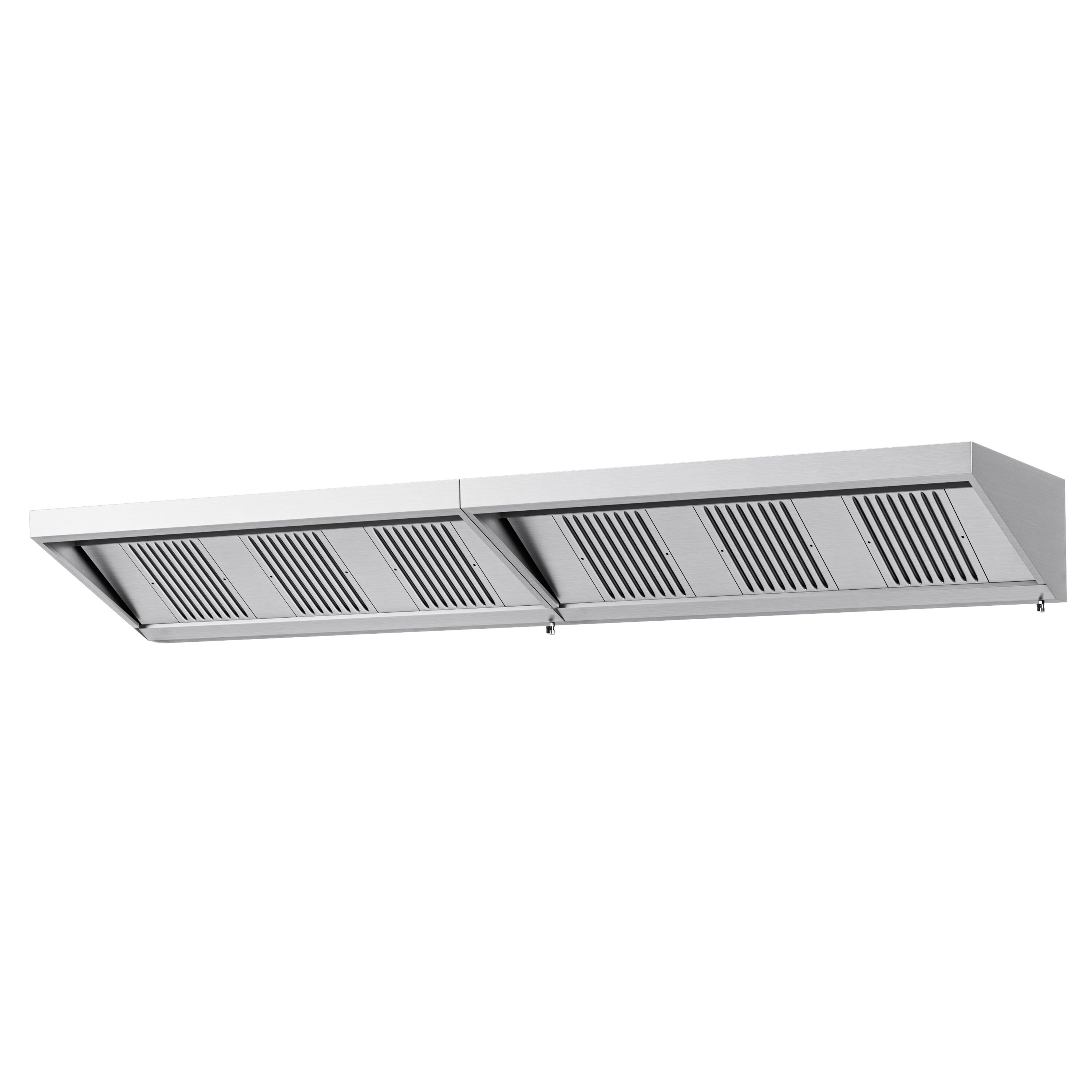 Commercial Wall-Mounted Extraction Canopy - 4000mm - with Baffle Filters & LED Lighting