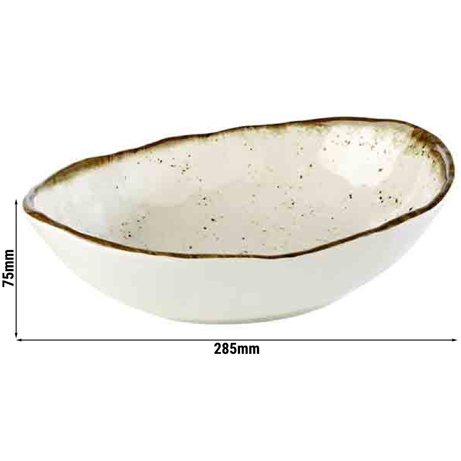 (6 pcs) Saladier - STONE ART - Mélamine - 1,2L - 285x210mm - Profondeur : 75mm - Blanc/Brun
