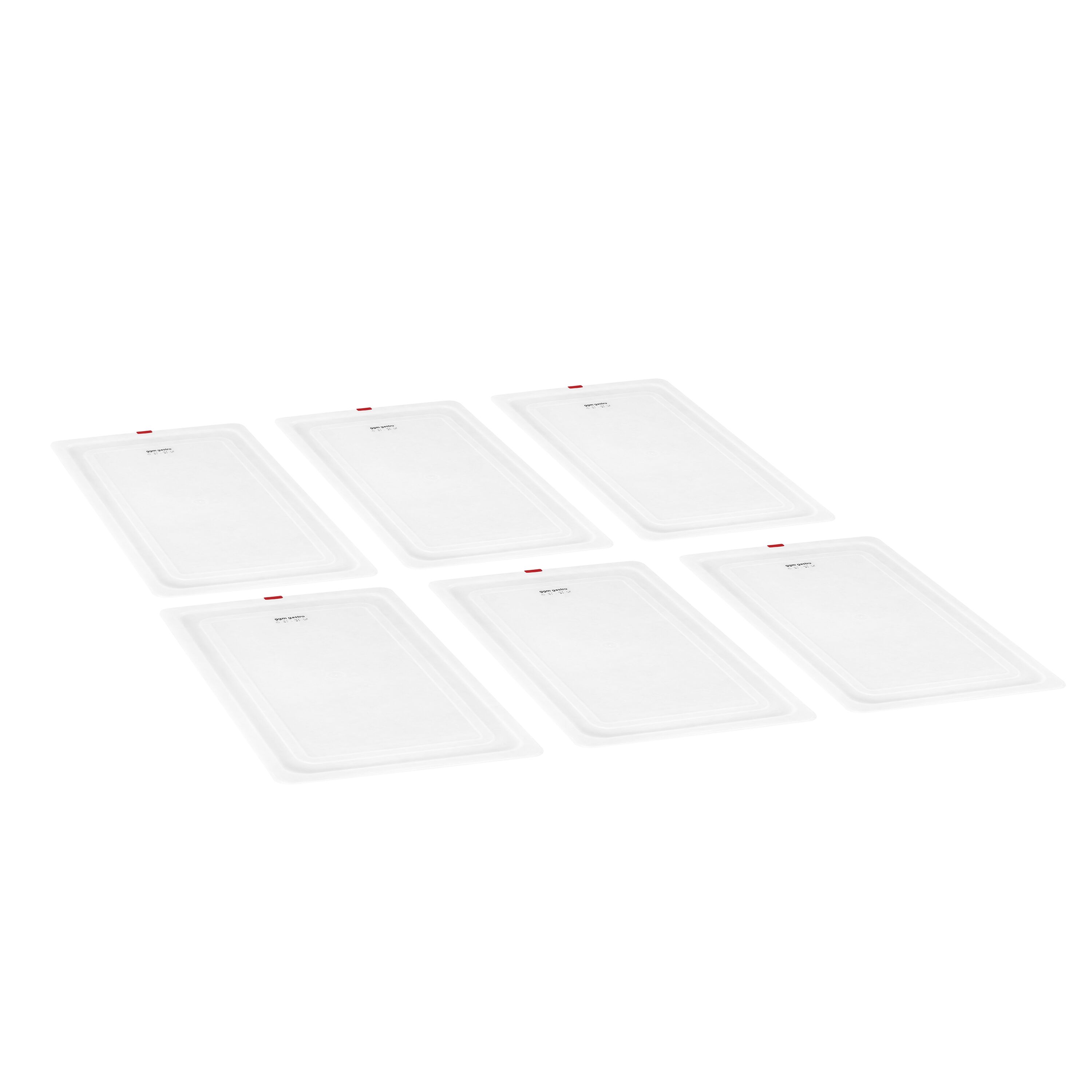 (6 pièces) Couvercle GN en Polypropylène 1/1 - Transparent - 530 x 325 mm - Hauteur: 13 mm