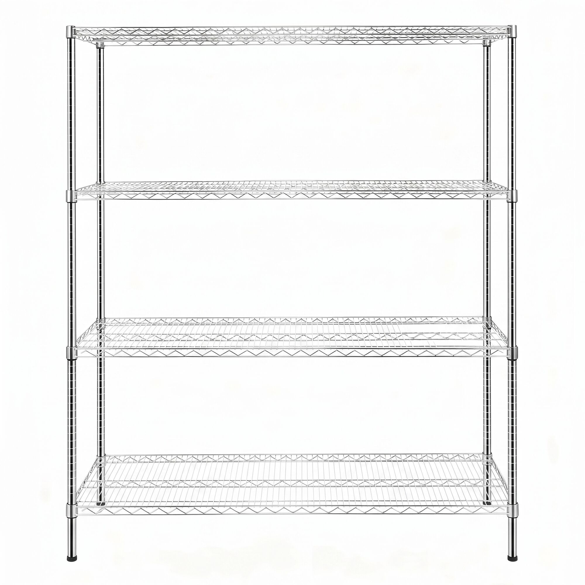 Stalen rek - 1500 x 450 mm - 4 legplanken - chroom