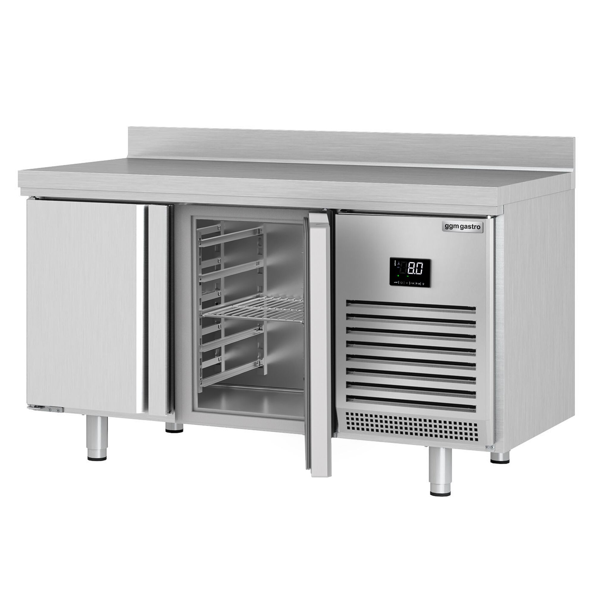 Commercial Counter Fridge PREMIUM PLUS - 1468x700mm - with 2 doors - with upstand - capacity 350 litres
