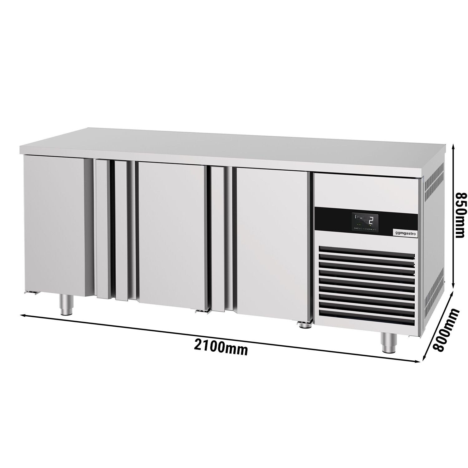 Table réfrigérée de boulangerie PREMIUM - 2100x800 mm - avec 3 portes