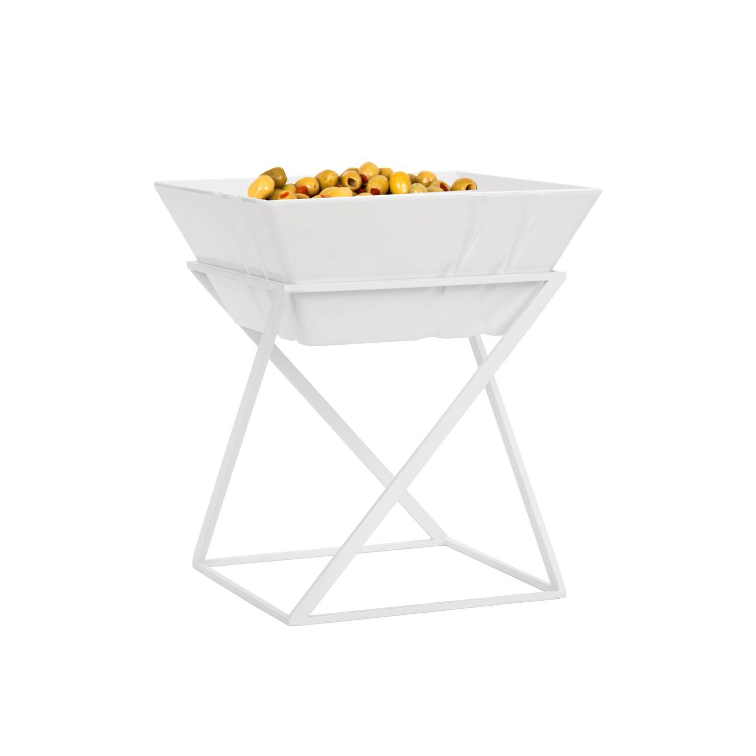 Présentoir buffet / étagère - blanc - incl. 1 bol en mélamine - rectangulaire