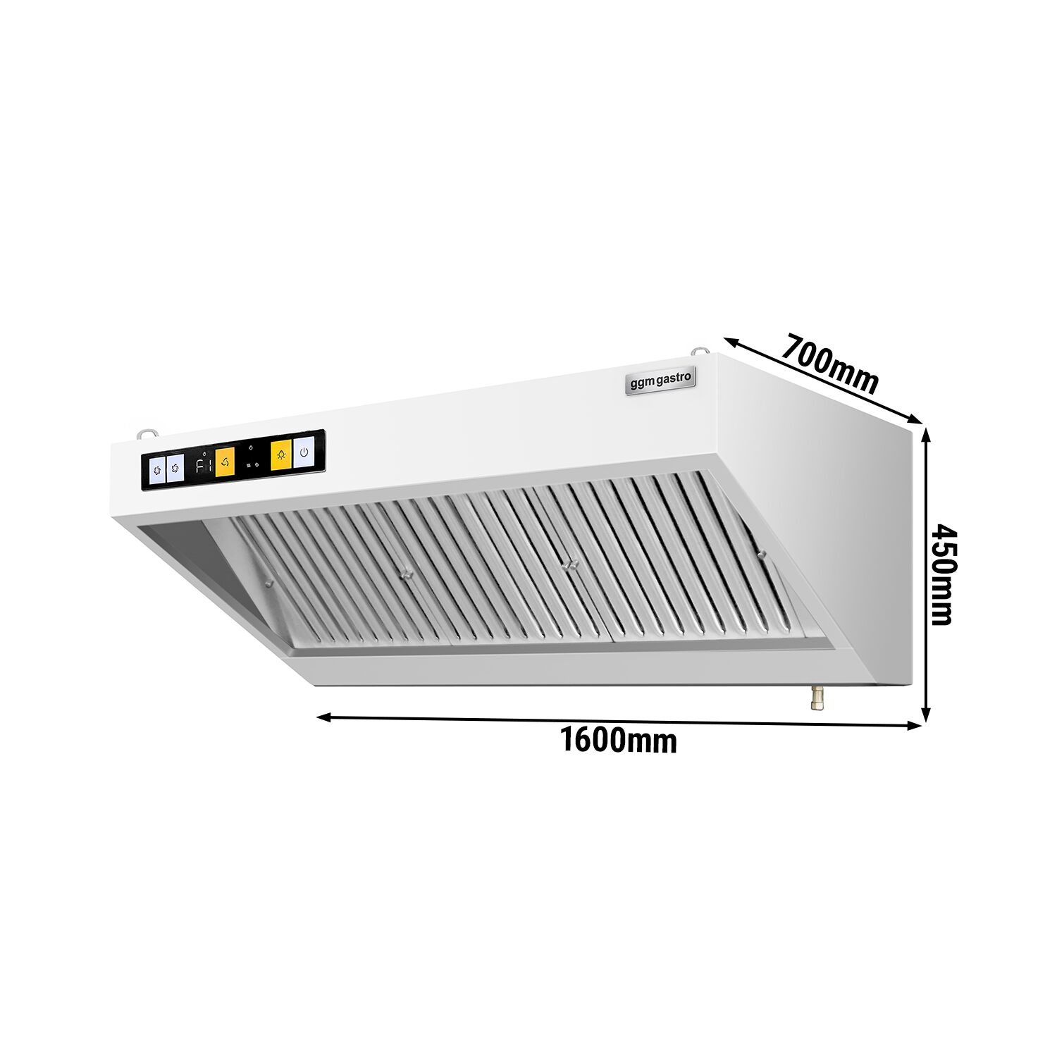 Hotte murale avec moteur – 1600 mm – régulateur, filtre et lampe