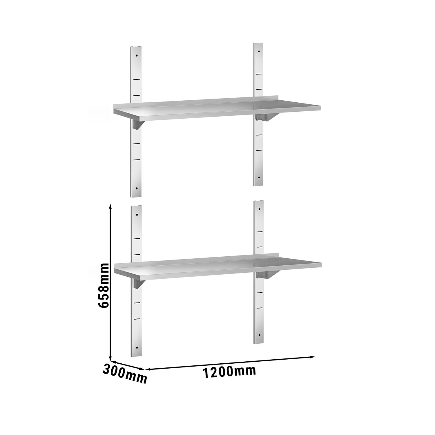 Étagère murale PREMIUM - 1200 x 300 mm - avec 2 niveaux