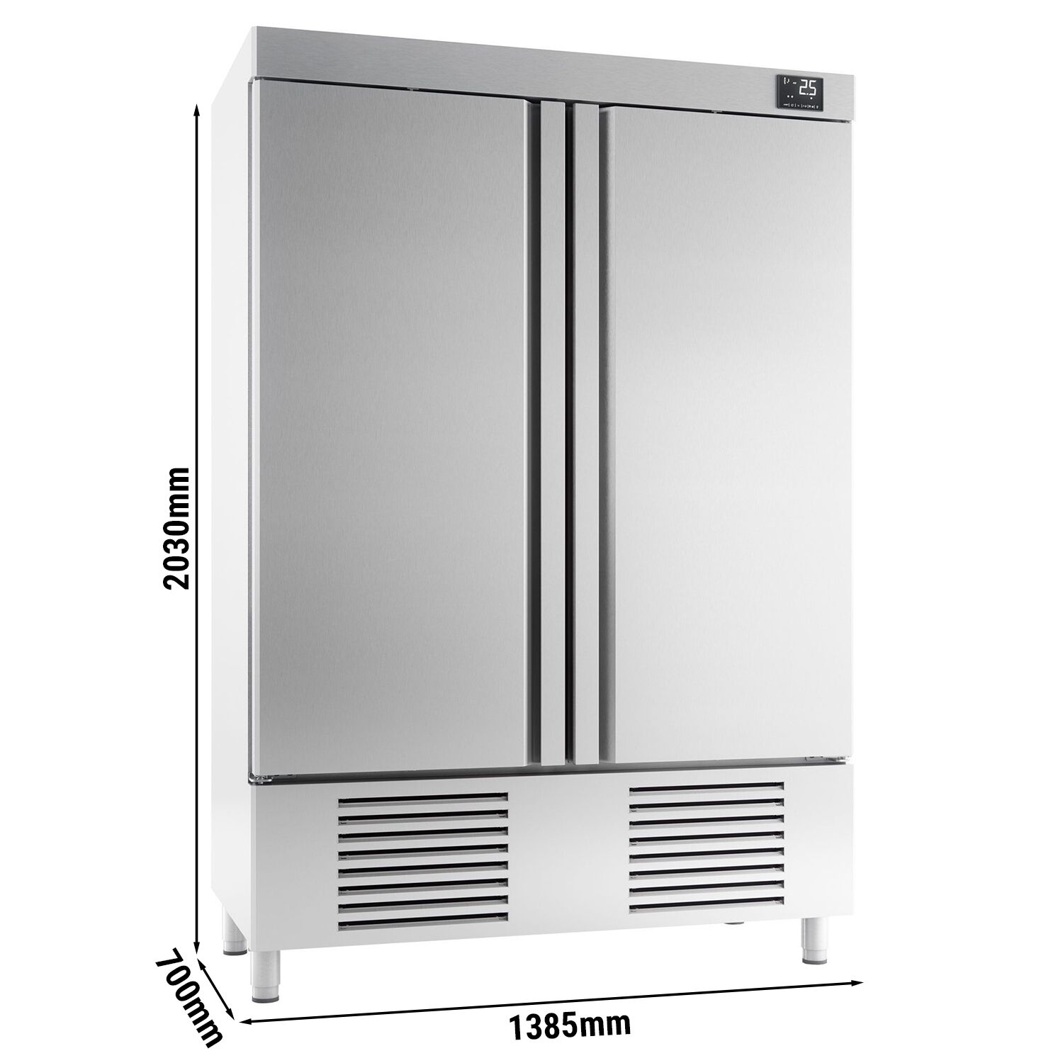 Armoire réfrigérée positive Inox AISI 304 PREMIUM PLUS - 1110 L - avec 2 portes