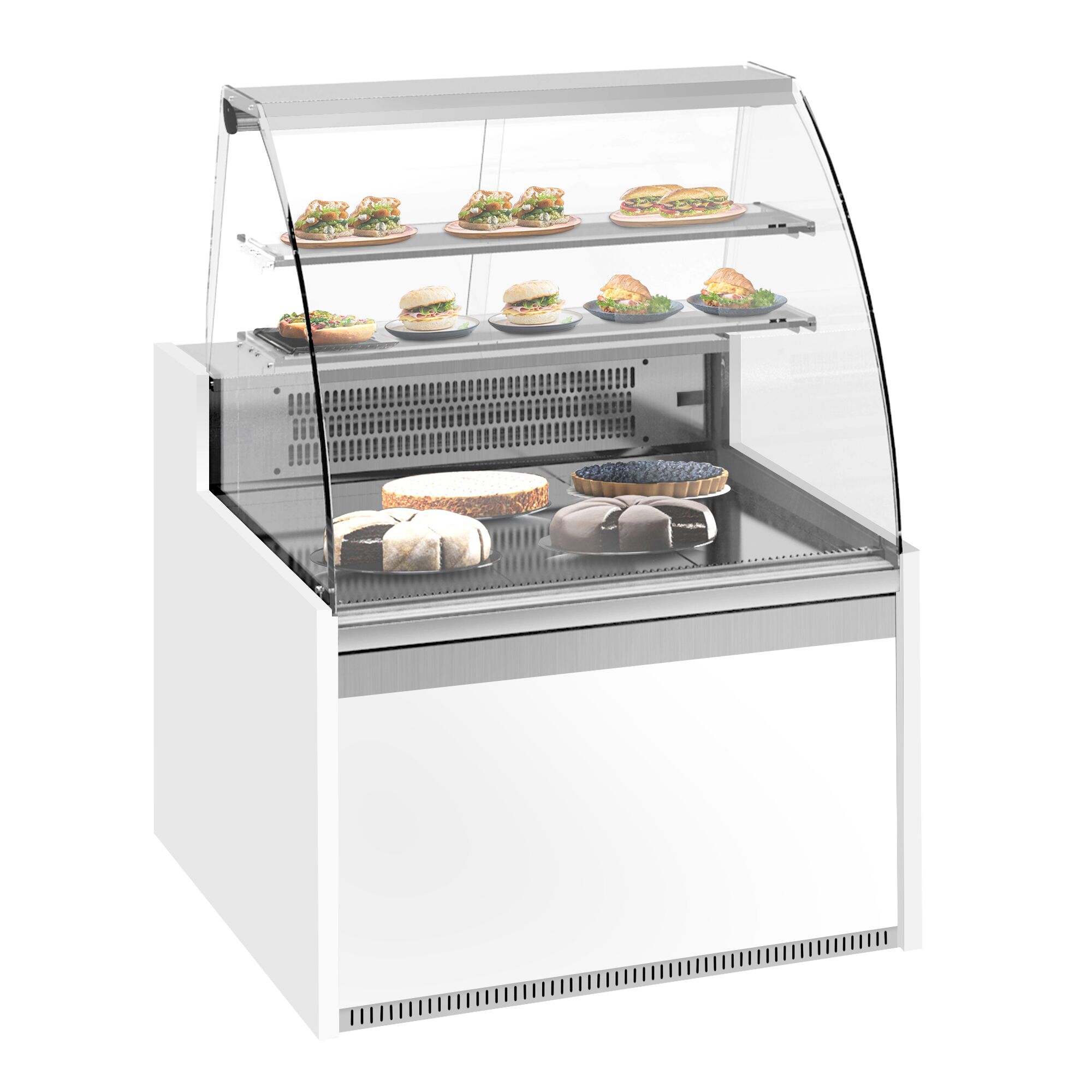 Comptoir vitrine réfrigérée - 998x985mm - +4/+8°C - 163L - façade bombée - 1 porte