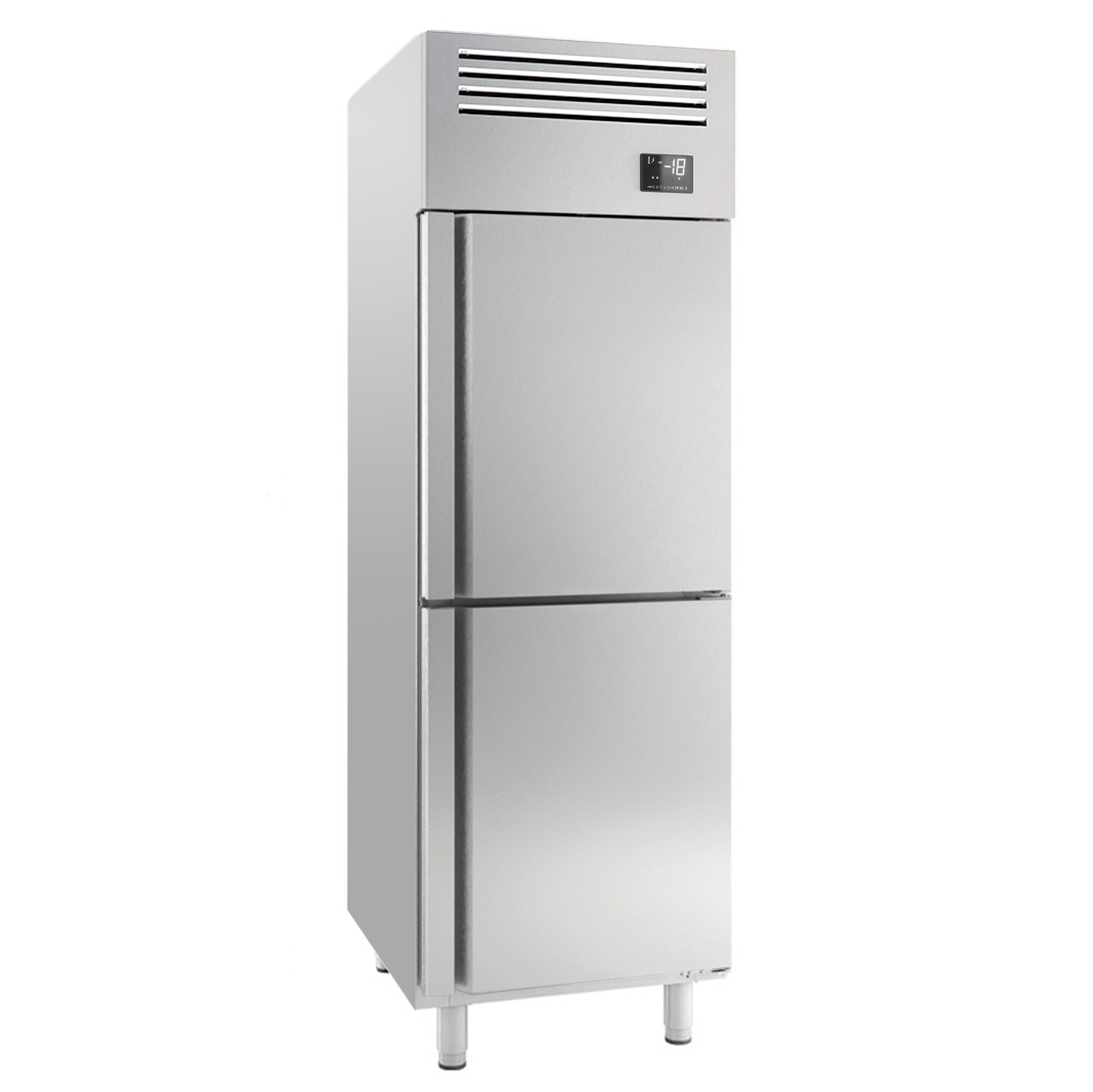 Armoire réfrigérée négative en acier inoxydable PREMIUM PLUS – GN 2/1 – 560 litres – avec 2 demi-portes en inox