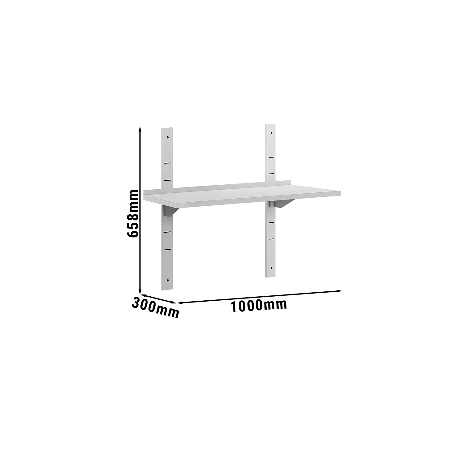 Étagère murale ECO en inox - 1000 × 300 mm - avec 1 étage