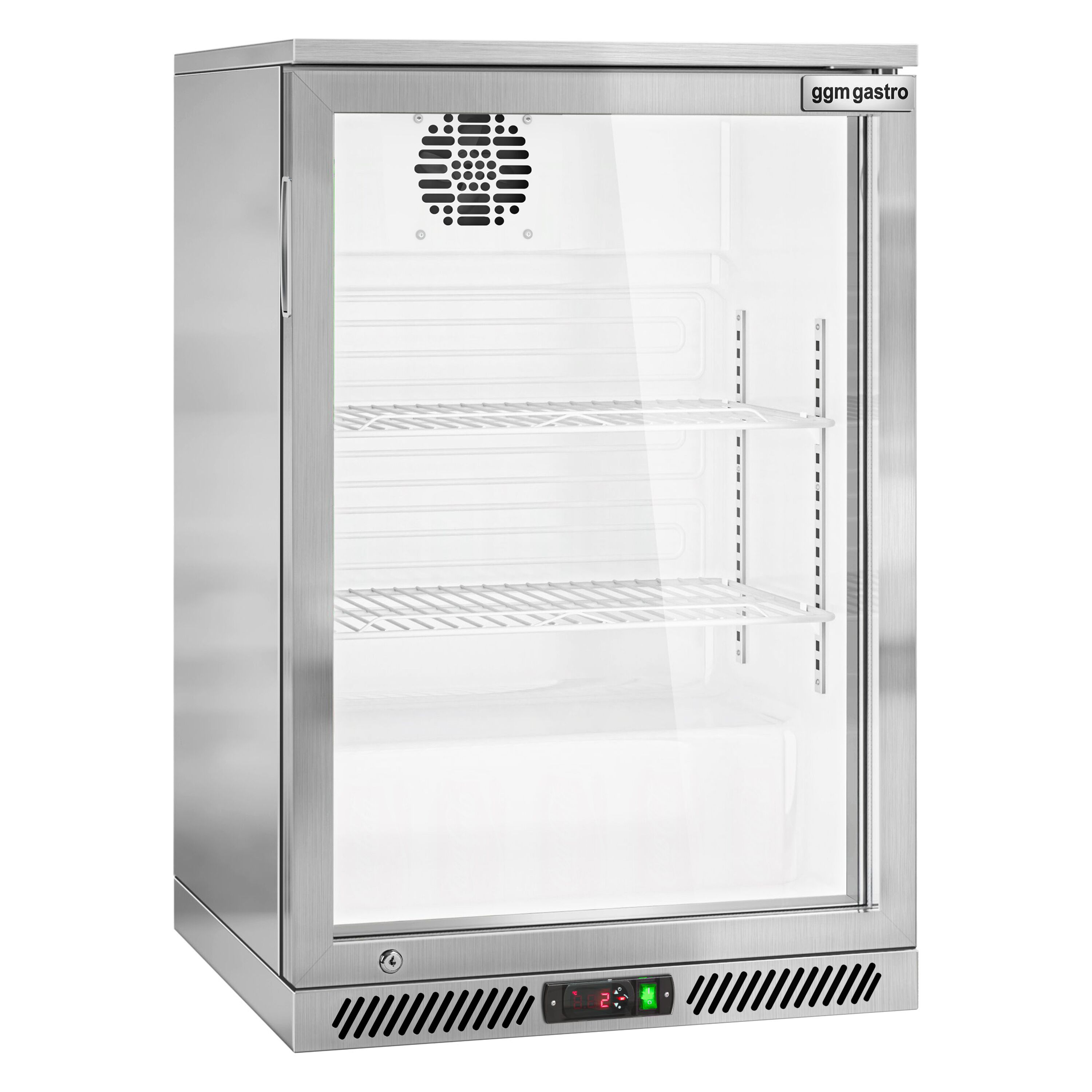 Réfrigérateur de bar – 600 mm – 130 litres – avec 1 porte vitrée battante – en inox