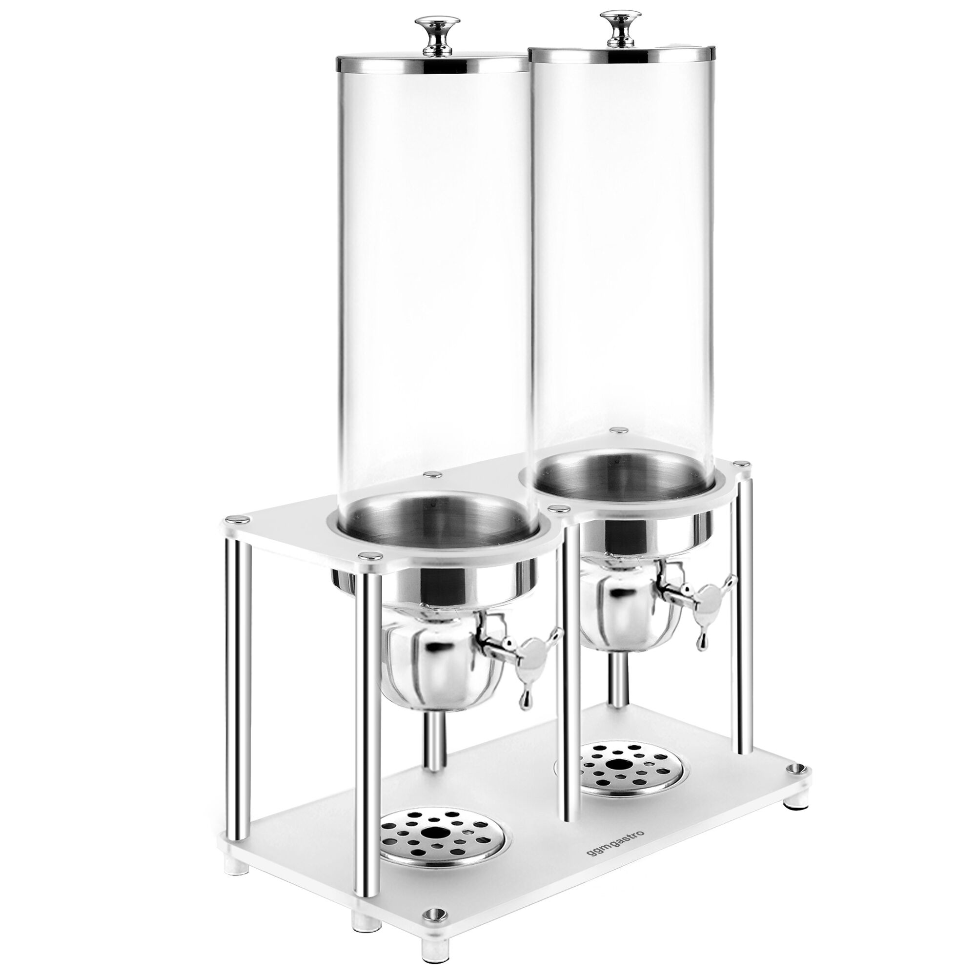 Distributeur de céréales – 2 récipients en plastique – 2 × 3,7 litres – Argent