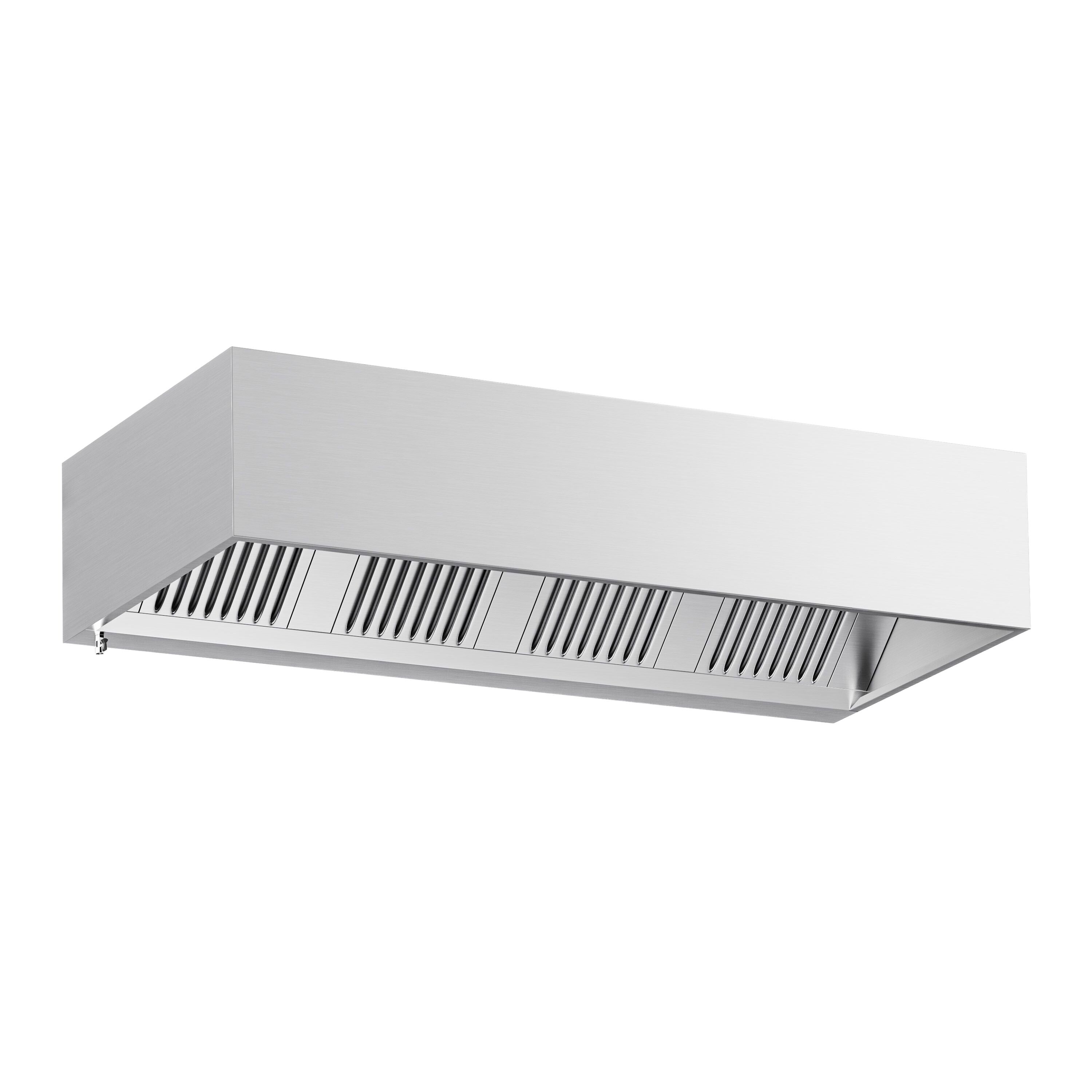 Hotte à adosser professionnelle - Profondeur 900 - 2200mm - sans moteur - avec filtres et éclairage