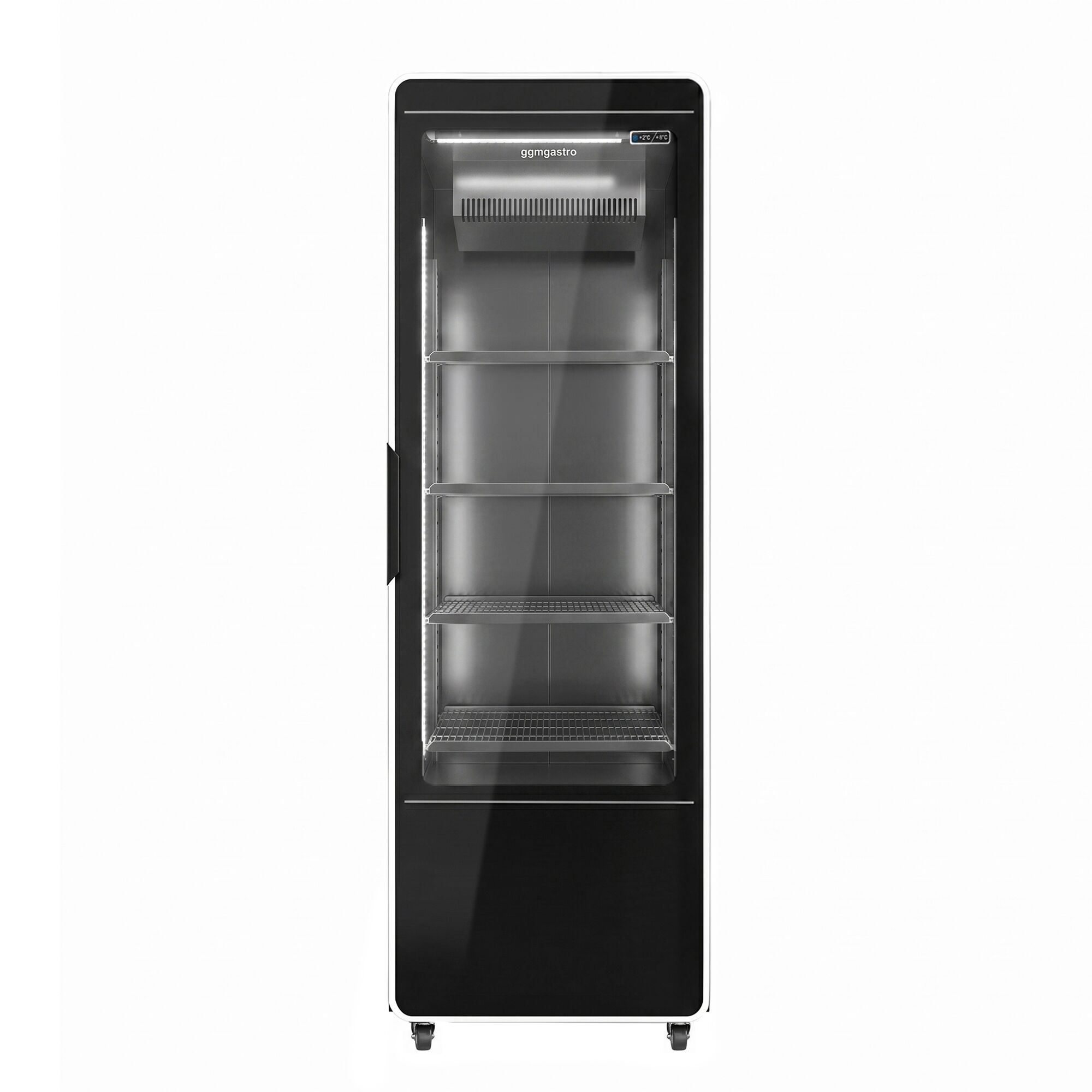 Vitrine réfrigérée à boissons - 670mm - 560 L - porte vitrée sans cadre - 1 porte vitrée - éclairage LED RGB - thermostat numérique - Noir - +2 à +8 °C