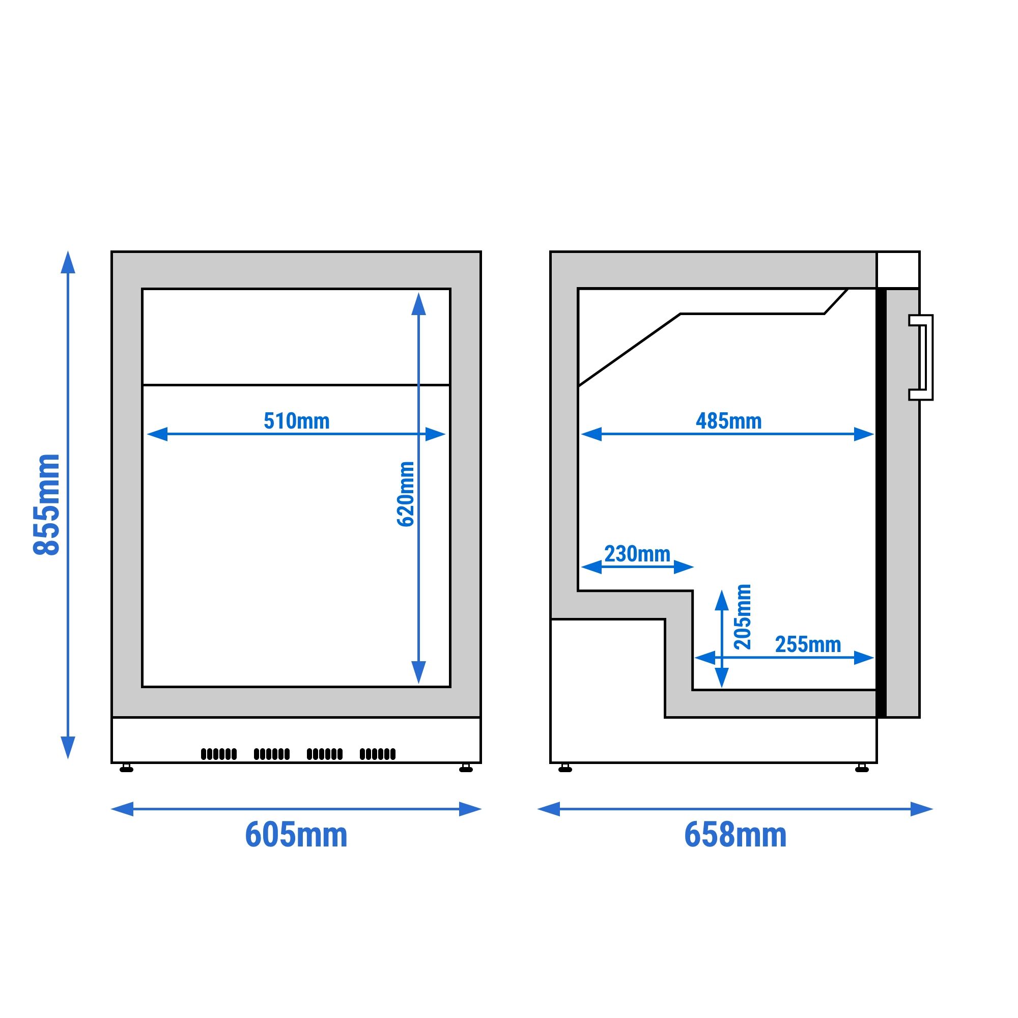 Mini congélateur de stockage inox PREMIUM – 200 litres – avec 1 porte – intérieur de la porte en plastique