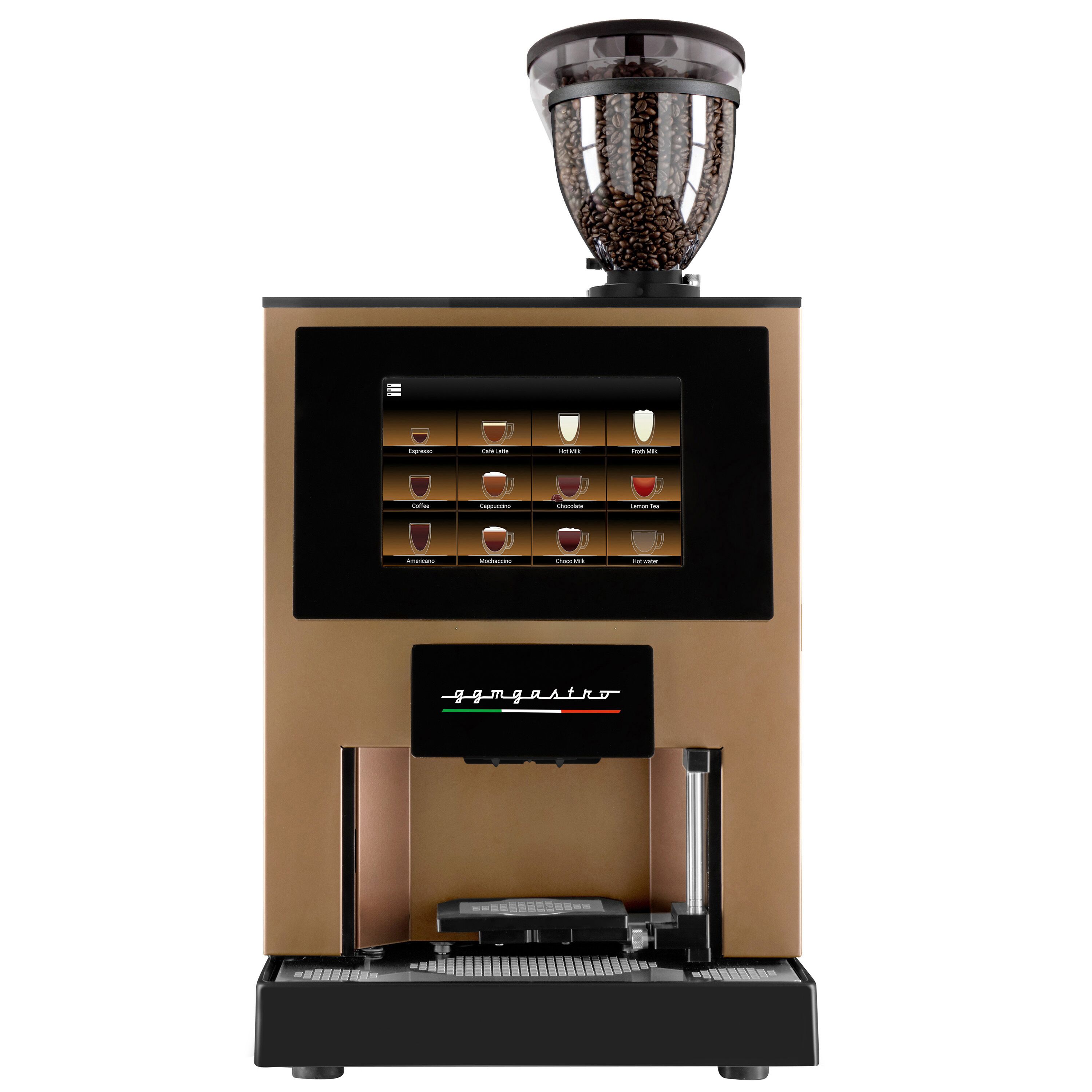Machine à café automatique - 30 programmes - écran tactile 10 pouces - 2 réservoirs à grains & 3 compartiments à poudre - avec système de lait frais pour 2 types de lait
