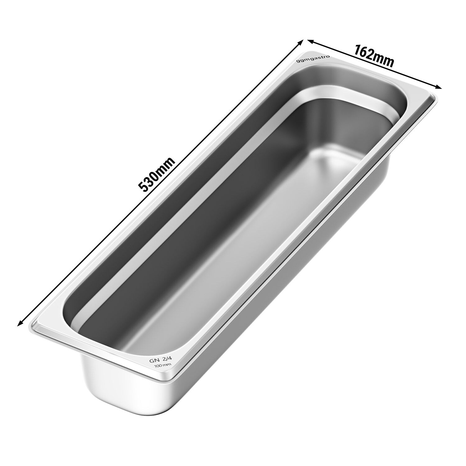 Bac GN 2/4 en inox - Hauteur : 100 mm