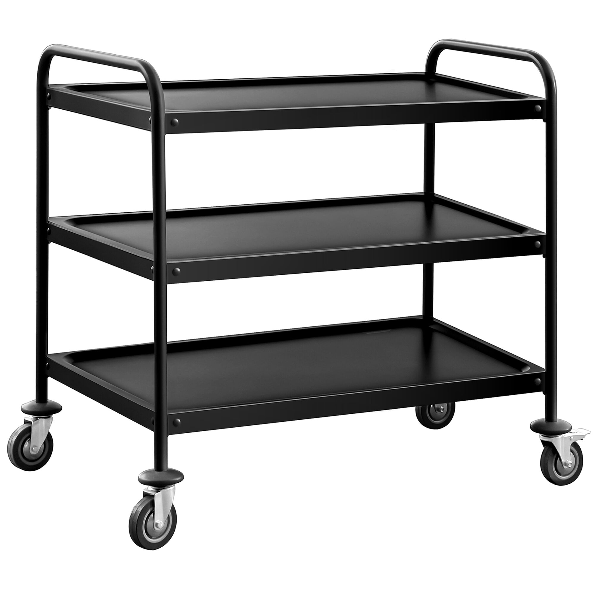Chariot de service – 1000x600 mm – avec 3 surfaces de rangement – Noir