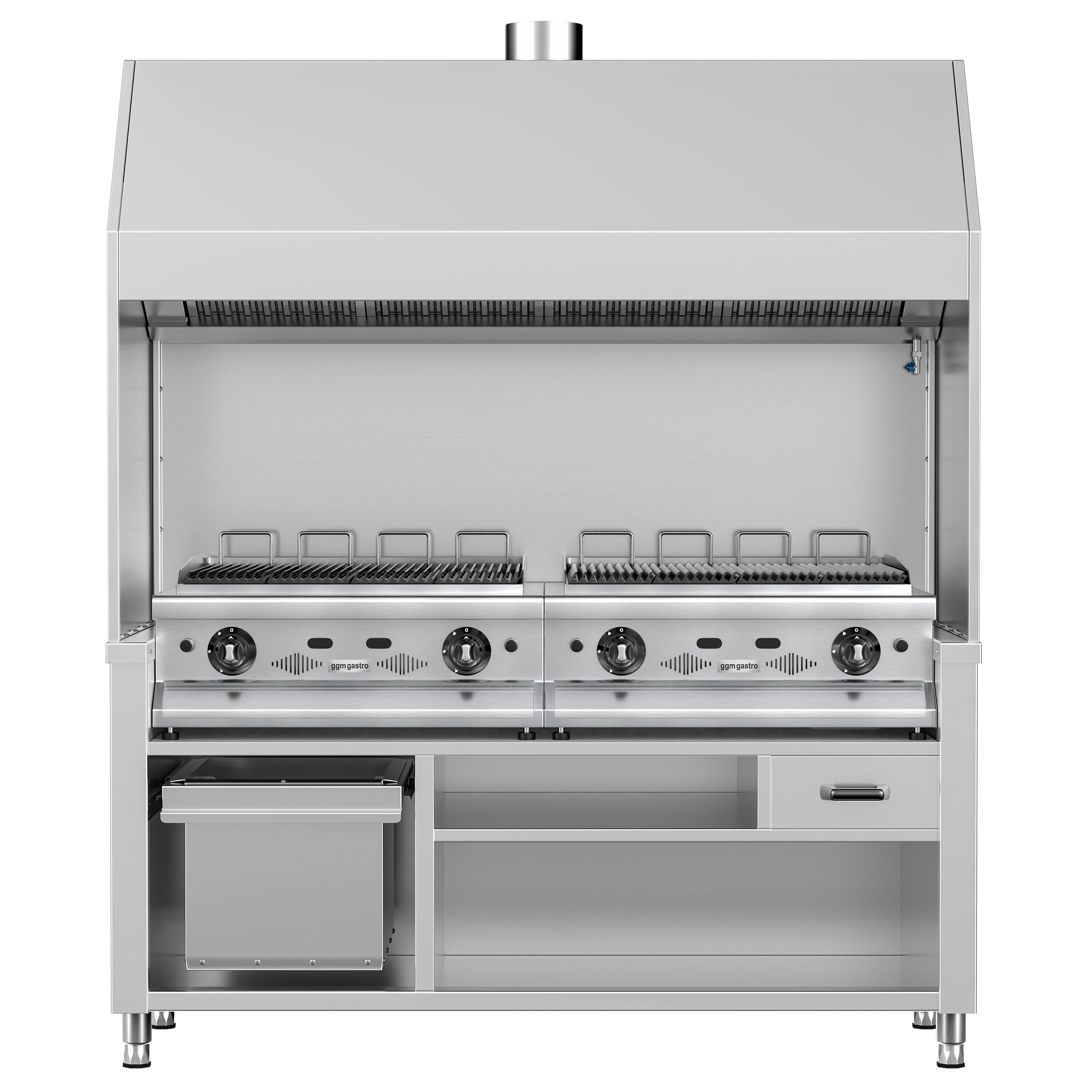 Commercial Gas Chargrill BERLIN - 1760mm - Cast-Iron Cooking Grids - 790mm Deep - 28kW - 8 Grill Grids