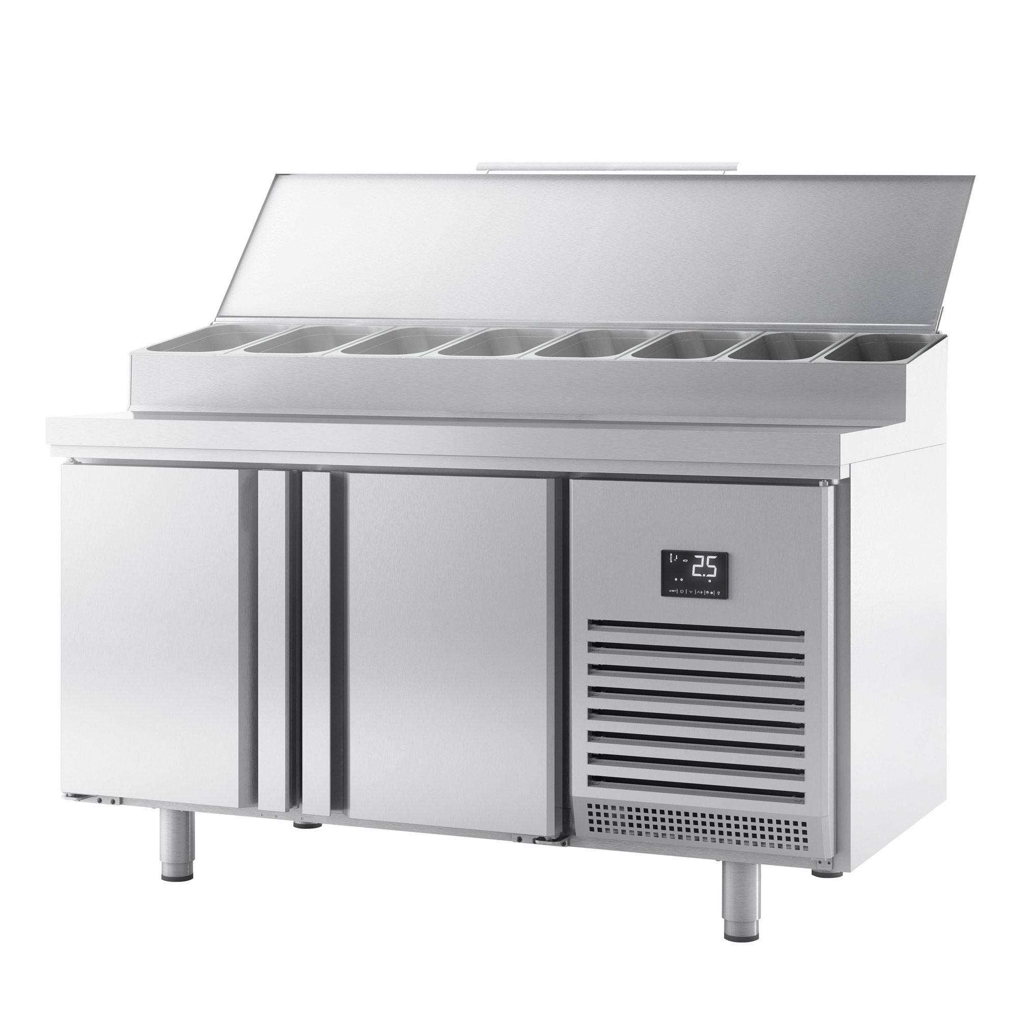Commercial Saladette Prep Counter - 1468x700mm - 2 Doors - for 1x GN 1/2 & 6x GN 1/3