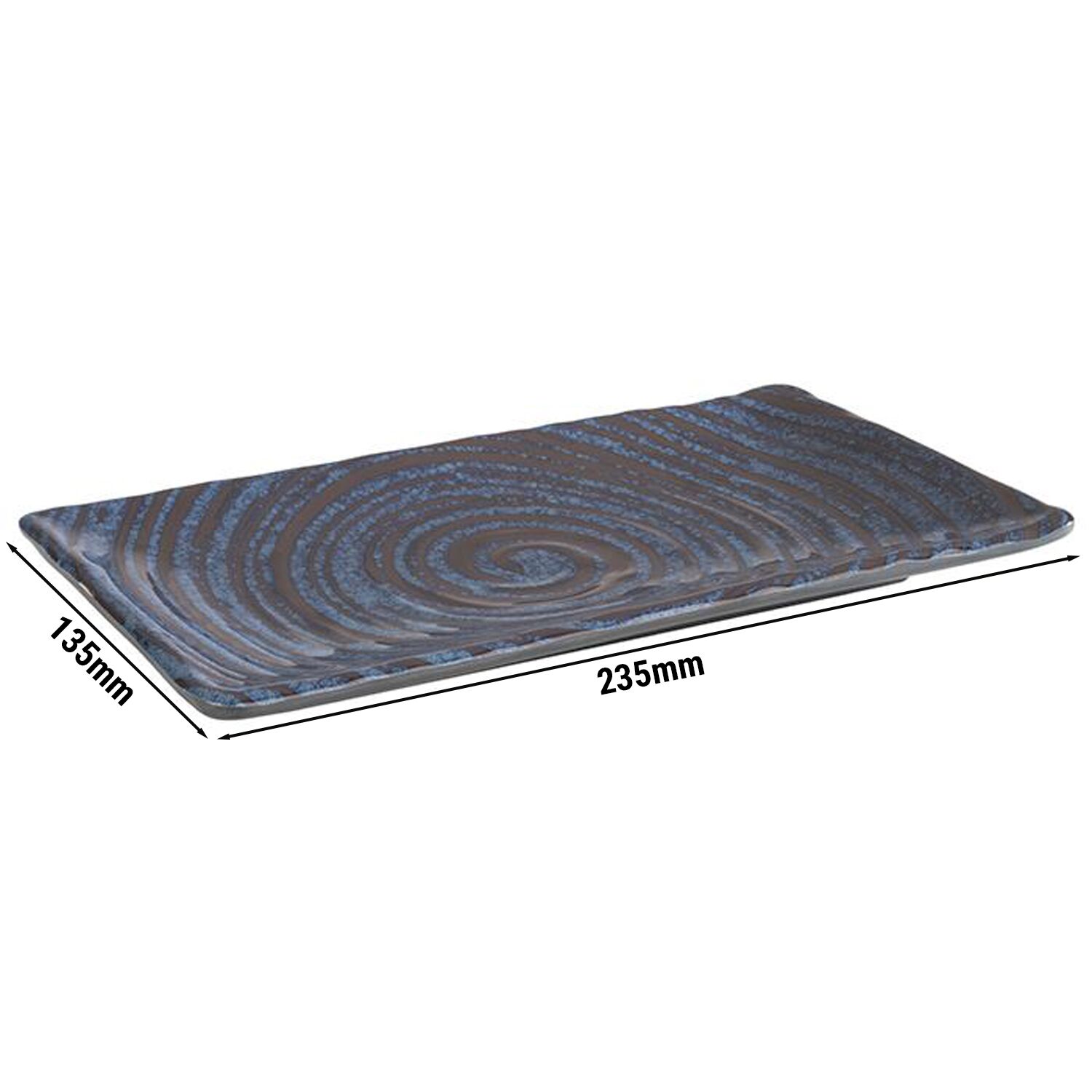 (6 pcs) Plateau de présentation - LOOPS - Mélamine - 235x135mm - Hauteur:15mm - Bleu/Gris - empilable, compatible lave-vaisselle
