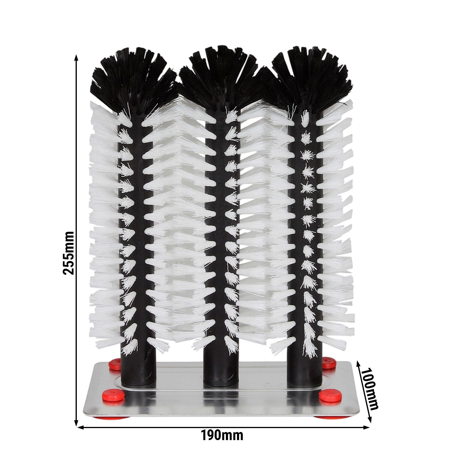 (2 pièces) FUCHS | DELFIN® Brosse à vaisselle en verre - 3x240mm - avec plaque de base en métal - 1-2-3