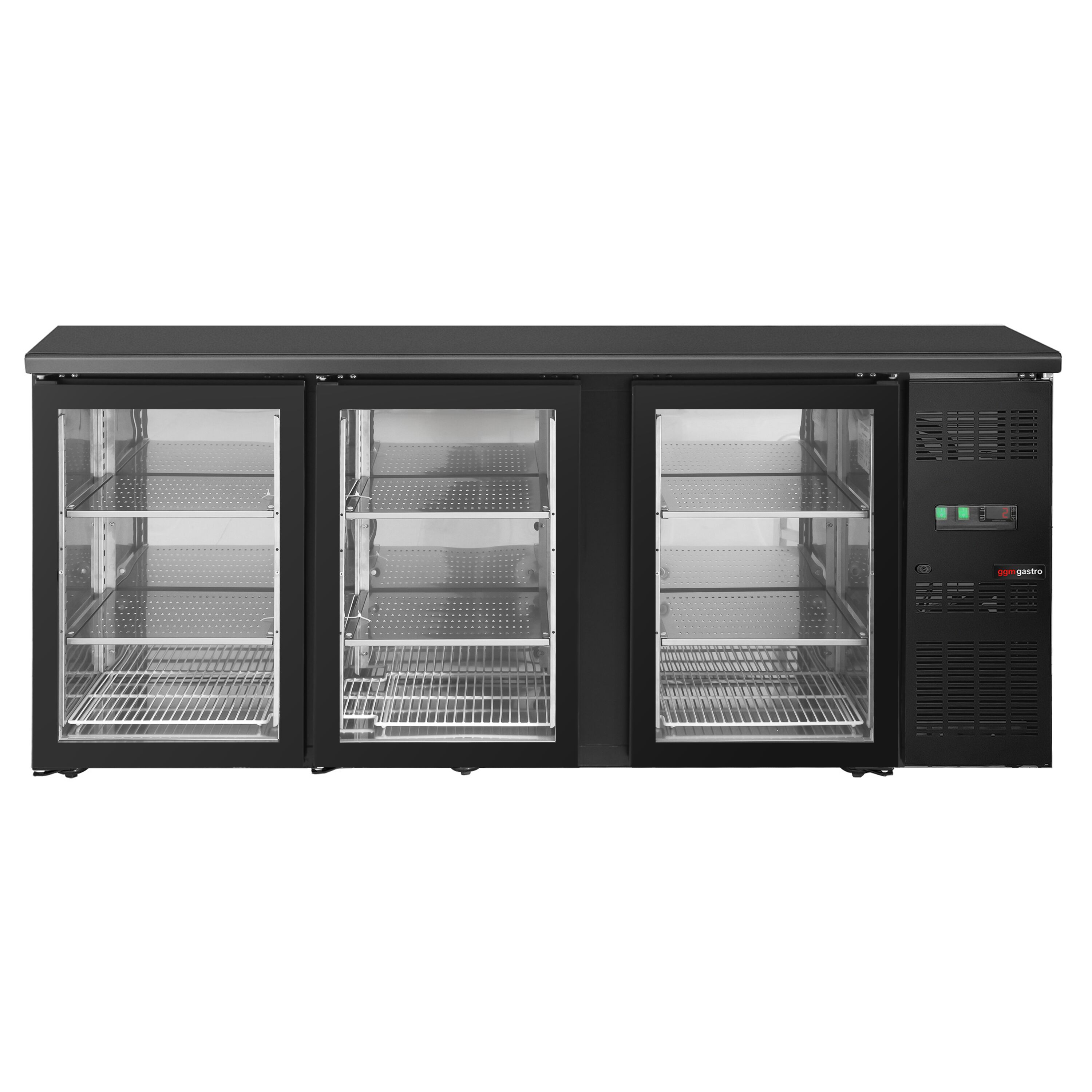 Bar- & Getränkekühltisch ECO - 2002mm - 3 rahmenlose Glastüren - Schwarz
