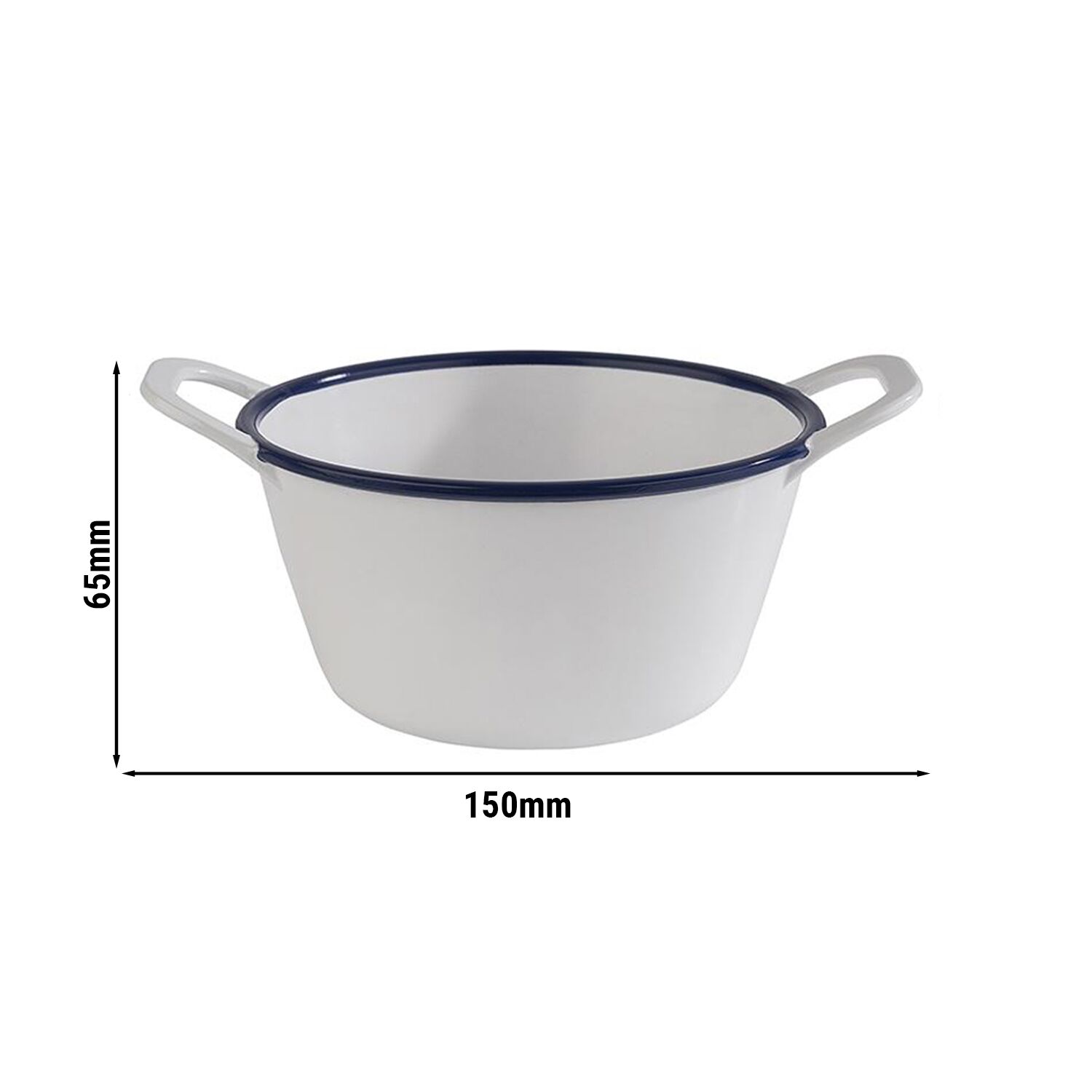 (6 pcs) Coupe - ENAMEL LOOK - Mélamine - 300ml - rectangulaire - avec poignées - lot de 6 - 150x115mm - Profondeur : 65mm - Blanc/Bleu