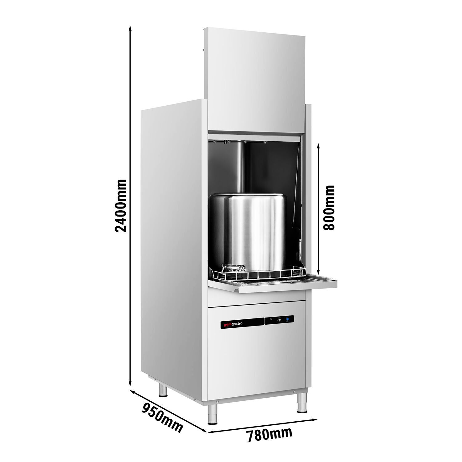 Doppelwandige Topfspülmaschine - Touch - 16,7 kW - mit Reiniger- & Laugenpumpe