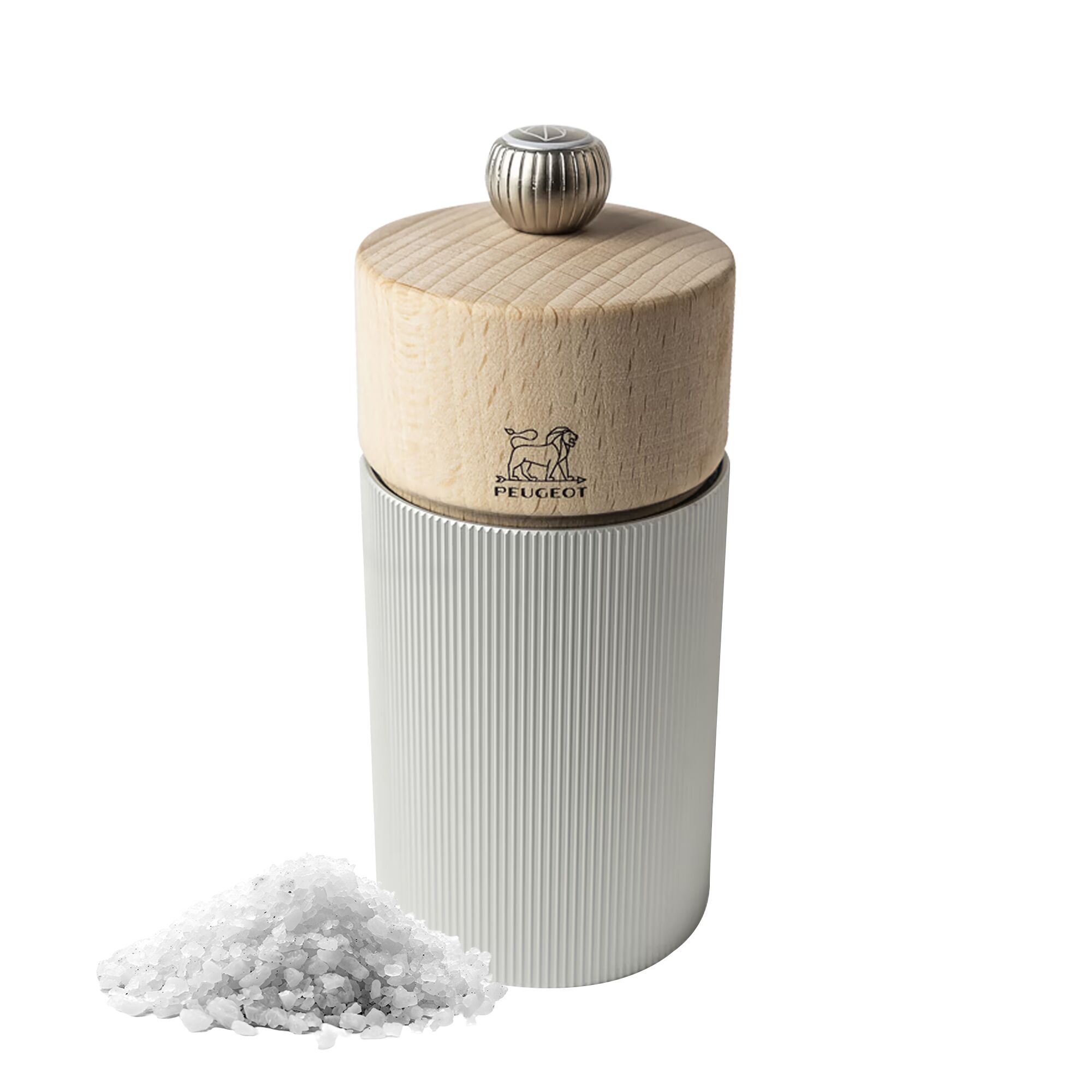 PEUGEOT | LINE – Moulin à sel – Bois/Aluminium – Naturel – Hauteur : 120 mm