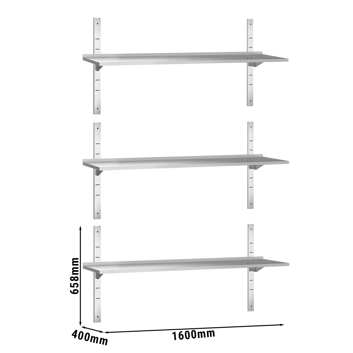 Étagère murale PREMIUM - 1600 x 400 mm - avec 3 niveaux