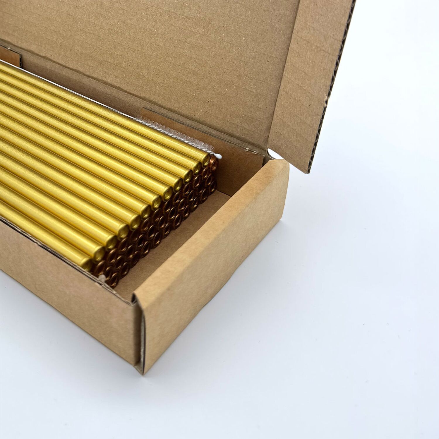 (50 pièces) Pailles en verre – 150 mm – Ø 8 mm – Or – incl. 1 brosse de nettoyage