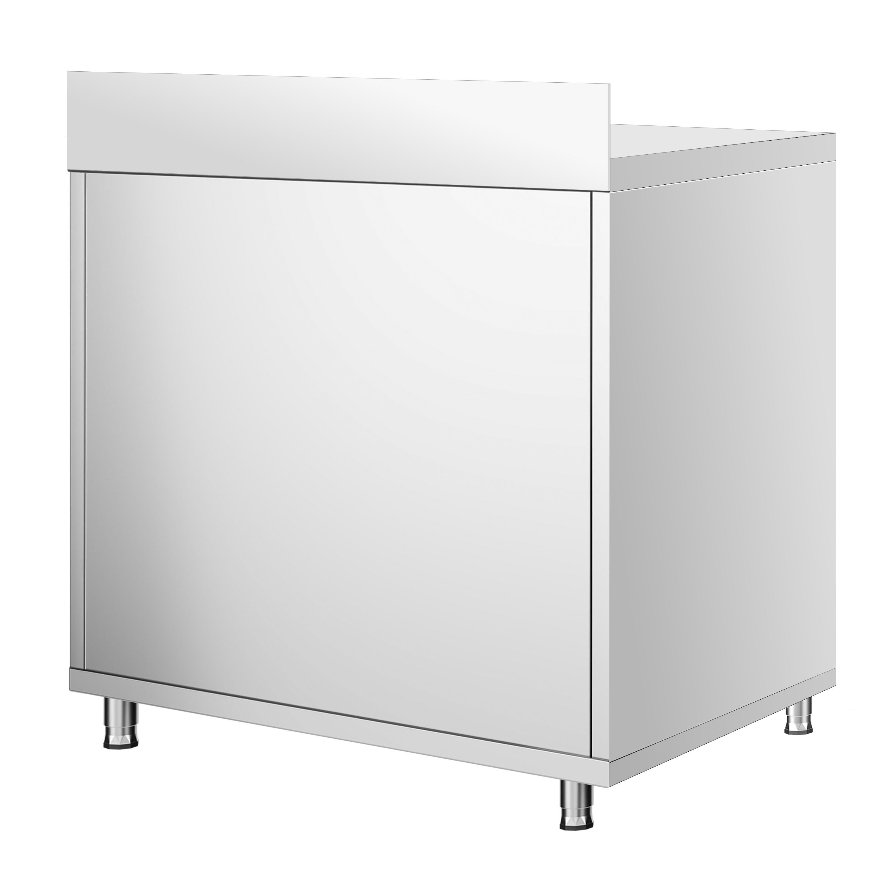 Table armoire en acier inoxydable PREMIUM - 800x700mm - avec portes battantes - avec dosseret