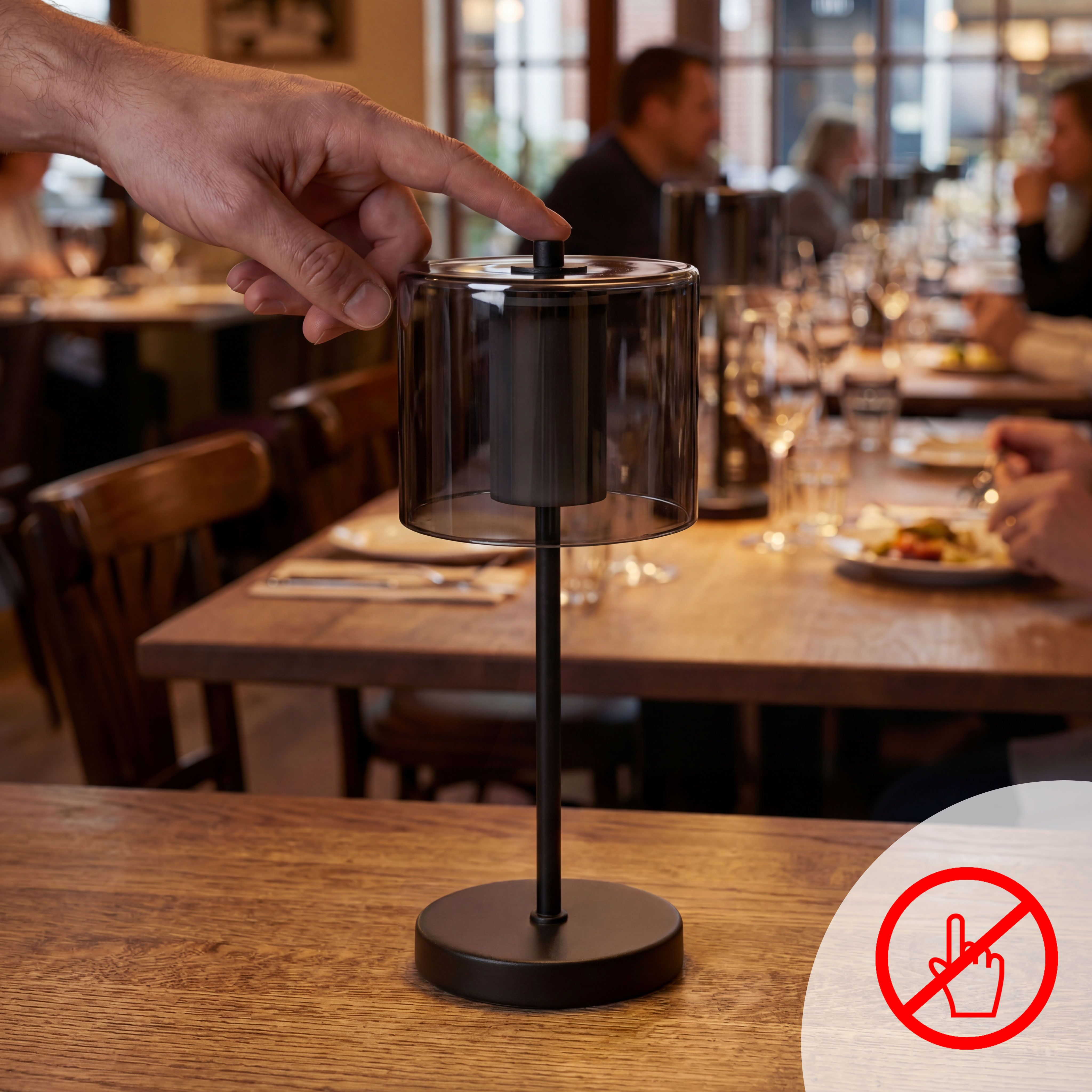 (4 pièces) Lampe de table – ANTON – dimmable en 3 niveaux – Ø 120 mm – Noir