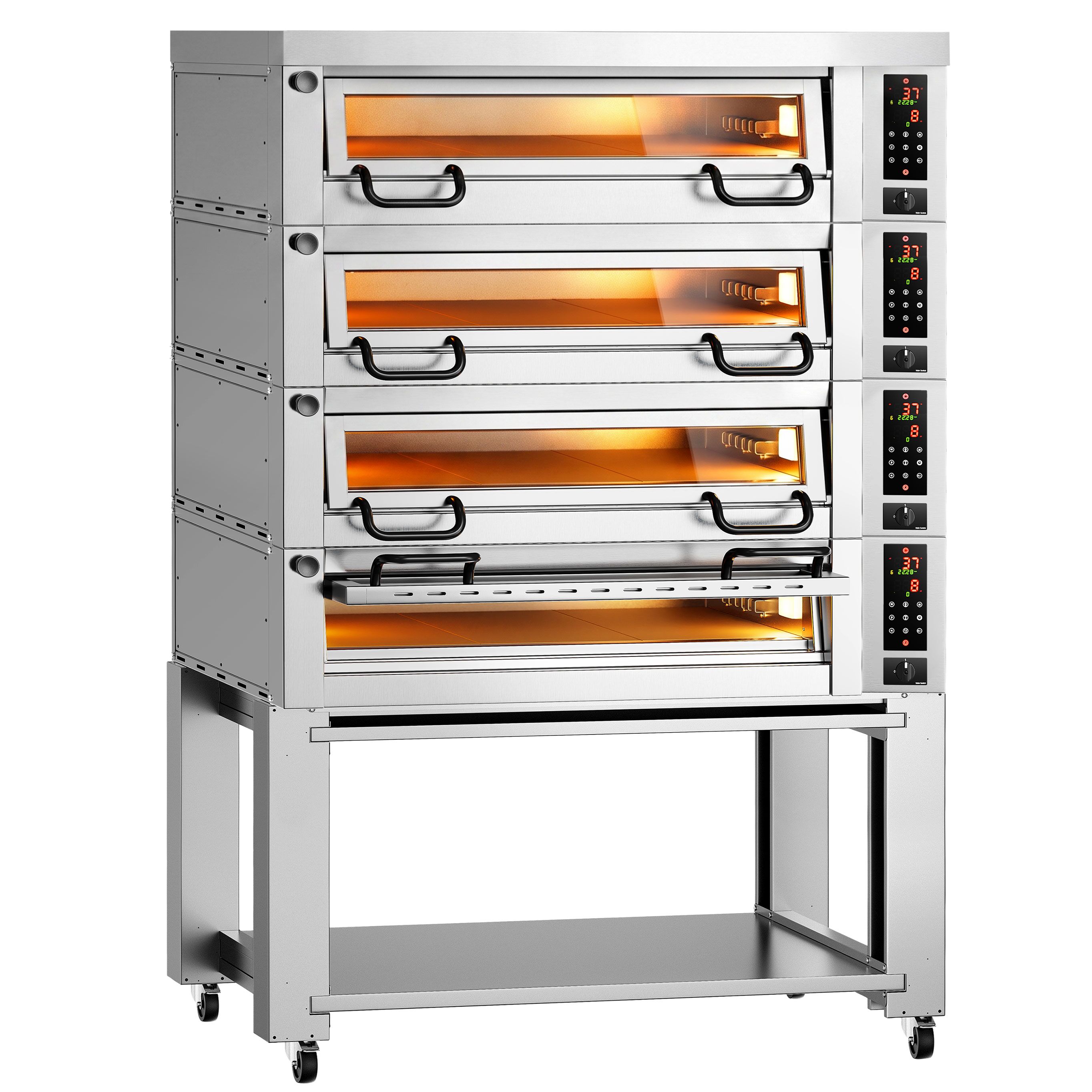 Elektro Pizzaofen Power - 6+6+6+6x 34cm - Digital - inkl. Haube & Untergestell