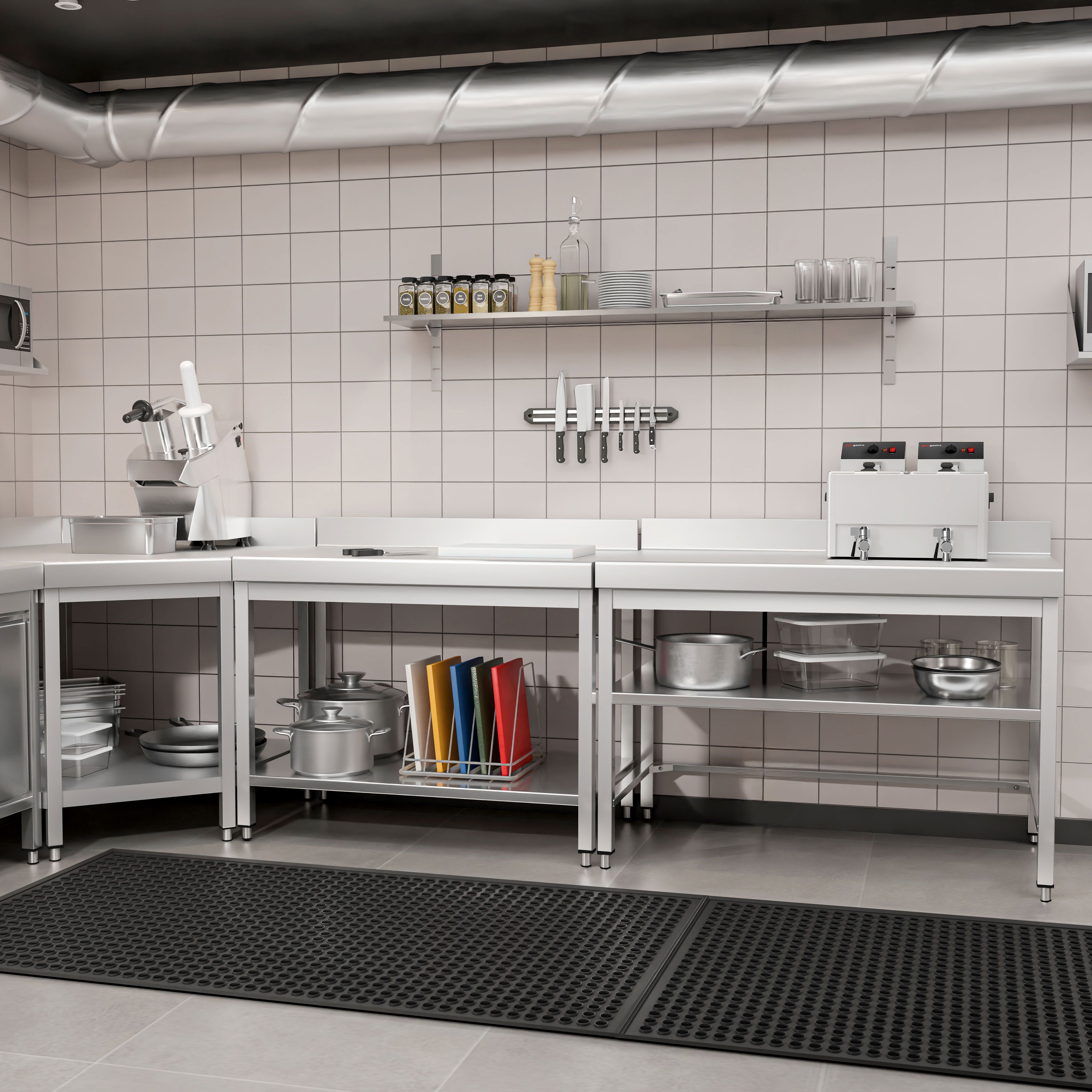 Table de travail inox PREMIUM - 1000 x 600 mm - avec tablette inférieure & Dosseret