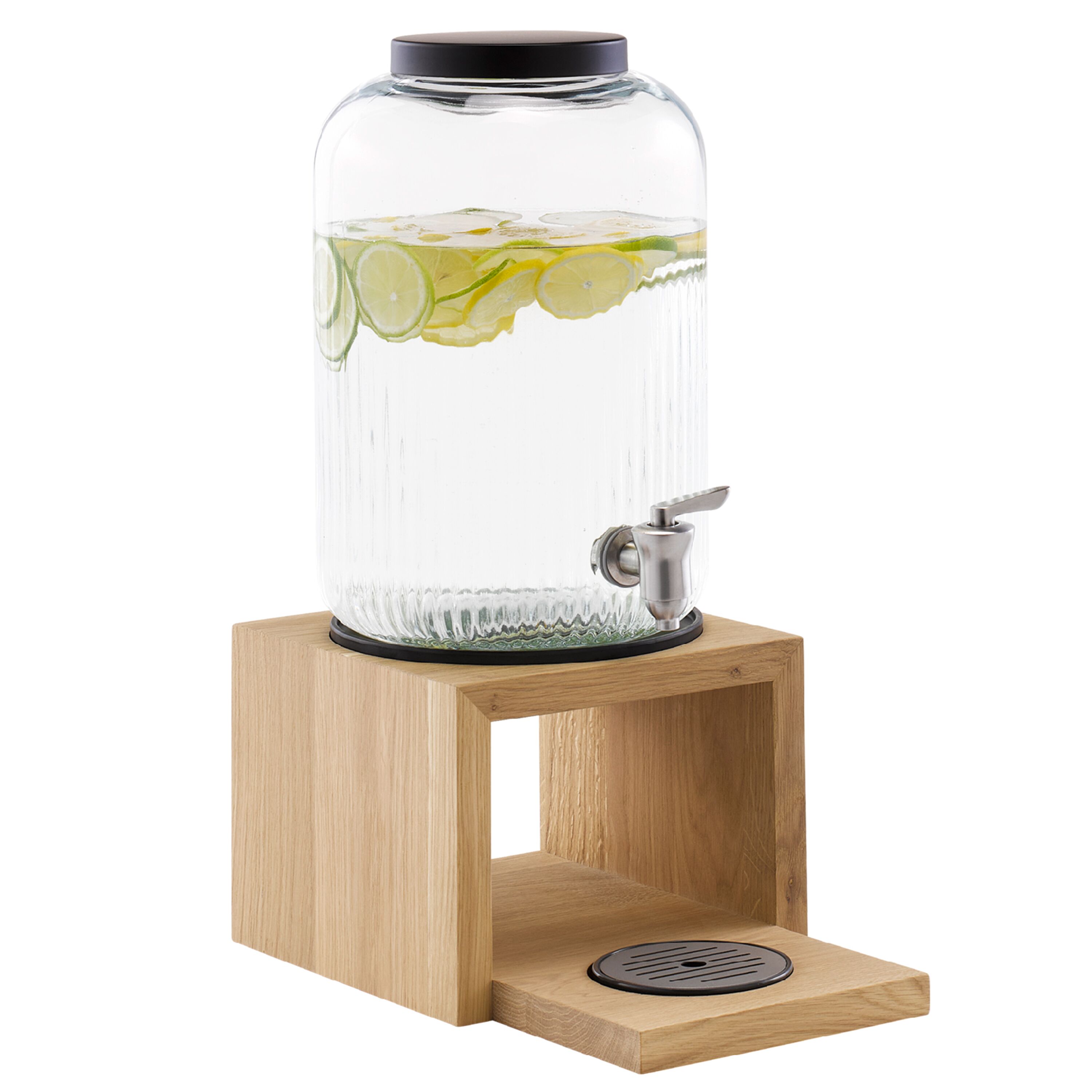 Distributeur de boissons - VALO - Set en 2 pièces - Récipient en verre avec robinet - 7 Litres - incl. Support