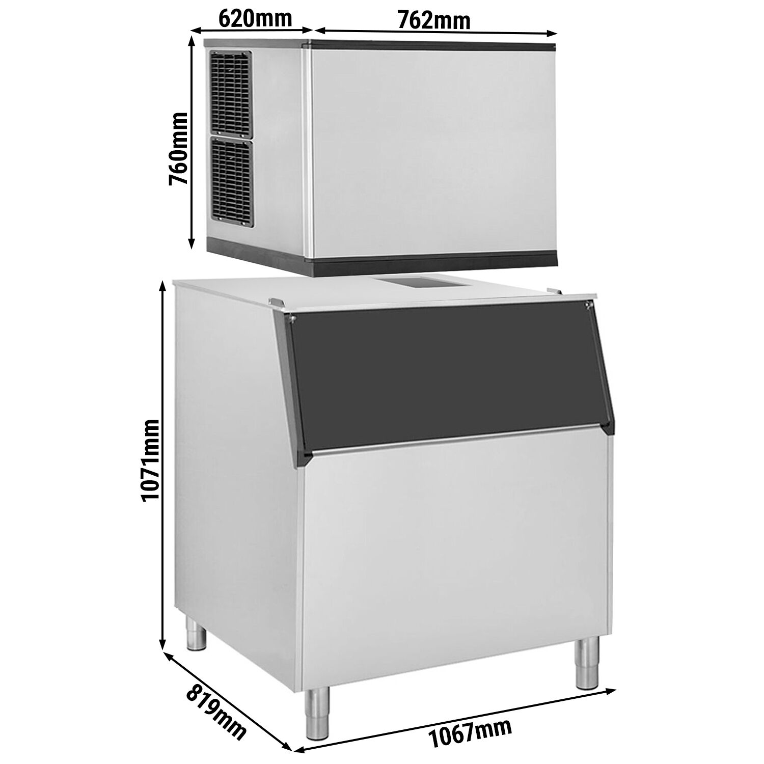 Machine à glaçons - Cubes - 403 kg/24 h - y Bac à glaçons