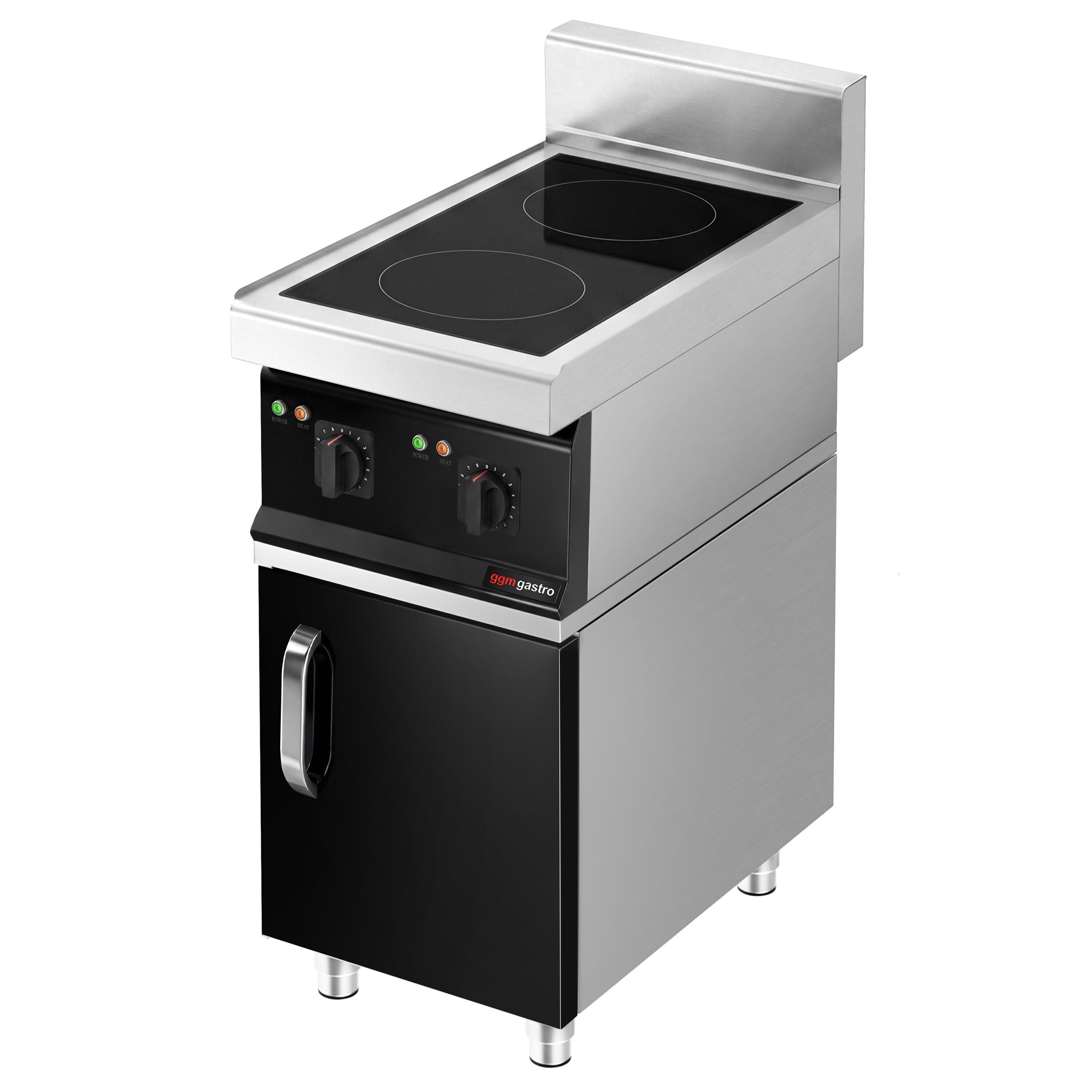 Cuisinière à induction - 7 kW - 2 plaques de cuisson - incl. meuble bas avec 1 porte