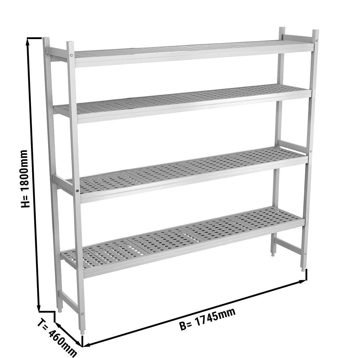 Étagère de base en aluminium - 1745 x 1800 mm - Capacité de charge : 600 kg