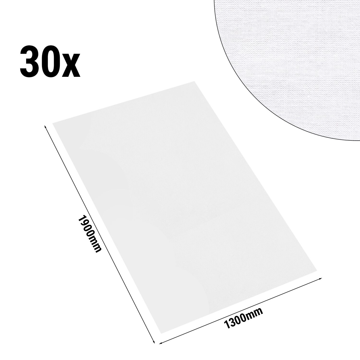 (30 pièces) Nappe damassée Tessin Atlas - 210 g/m² - 130 x 190 cm - Blanc