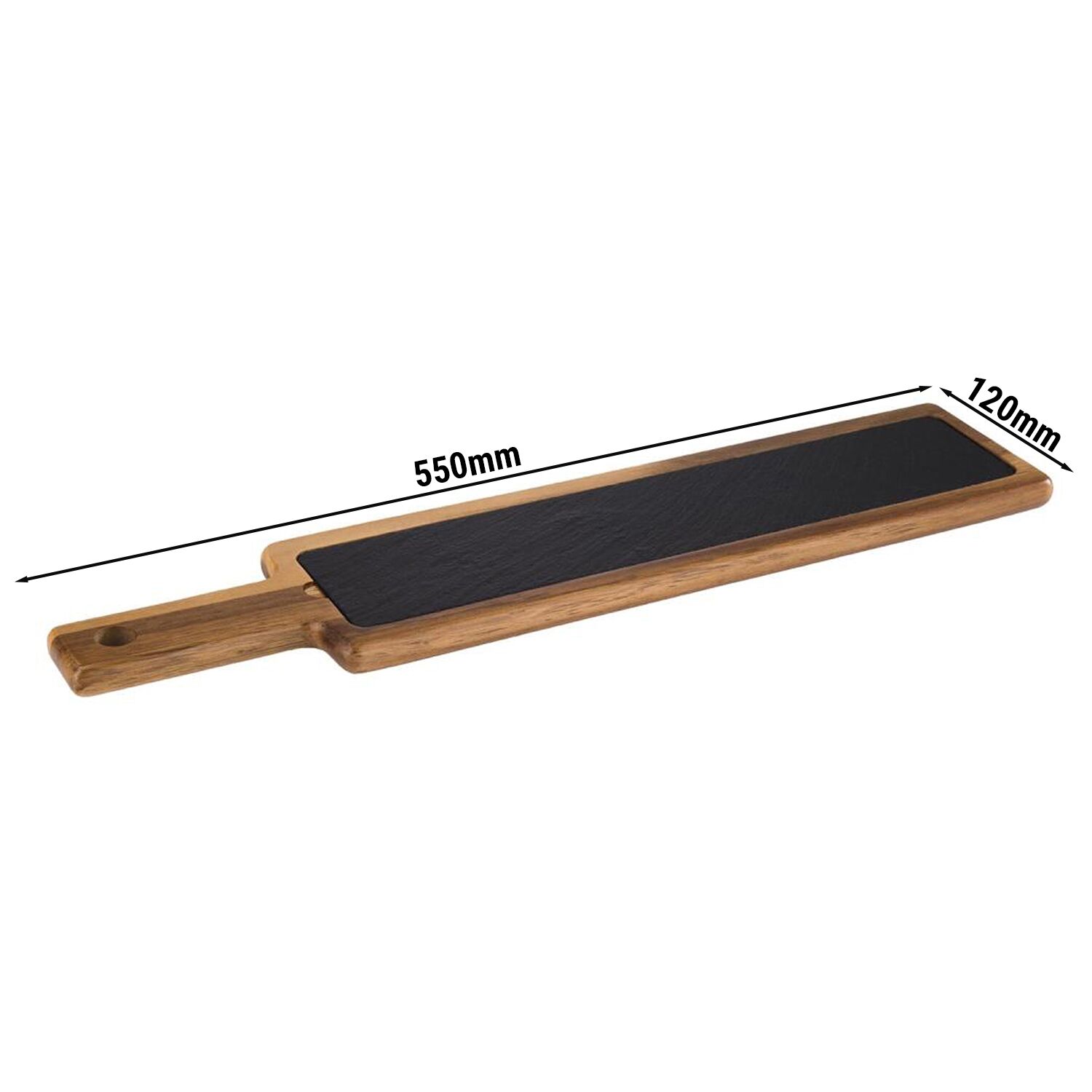 (6 pcs) Planche de service - FUSIONA - Set de 2 pièces - incl. ardoise naturelle - Acacia - 550x120mm