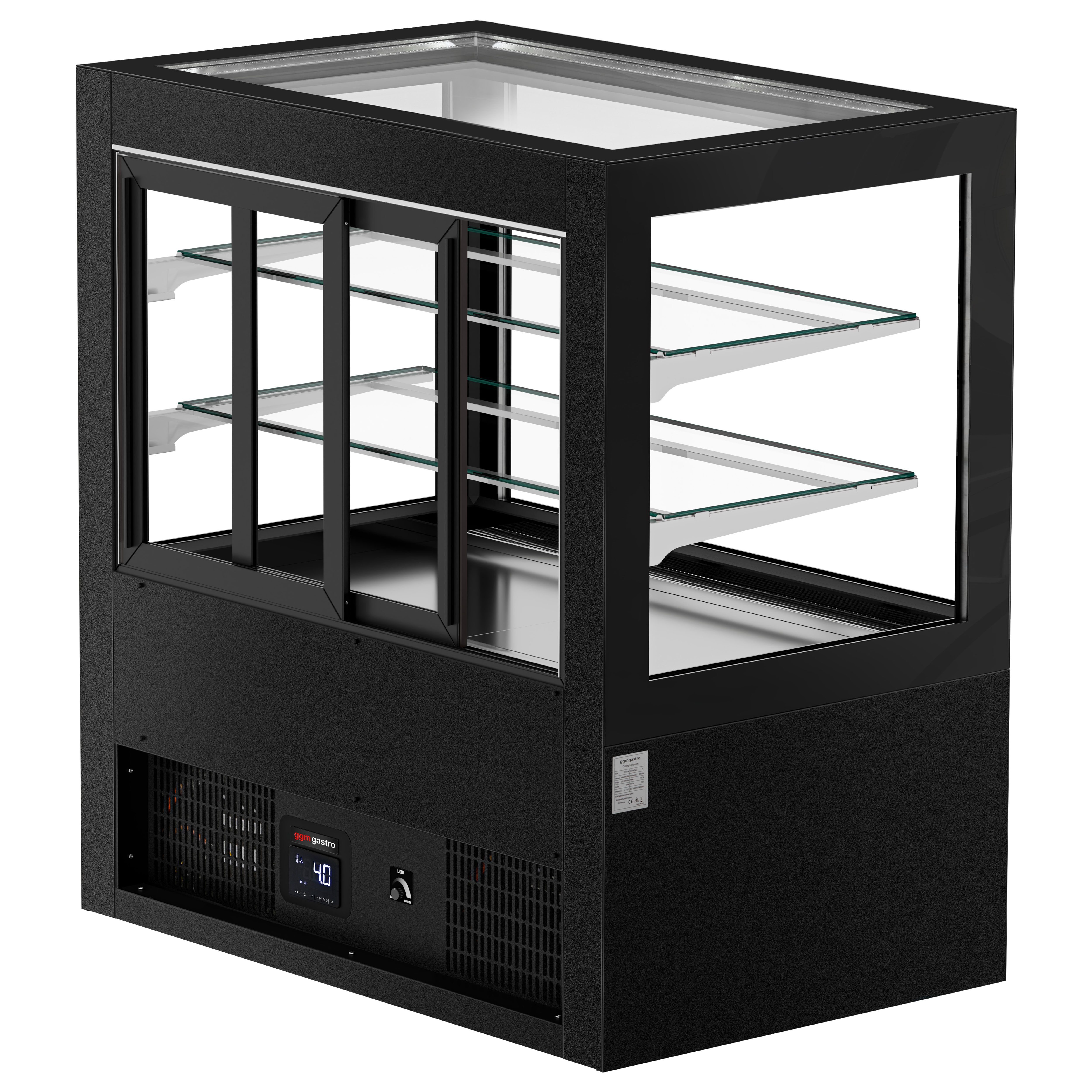 Vitrine de comptoir réfrigérée - 570L - 1210mm - Double vitrage - portes coulissantes vitrées arrière - Noir