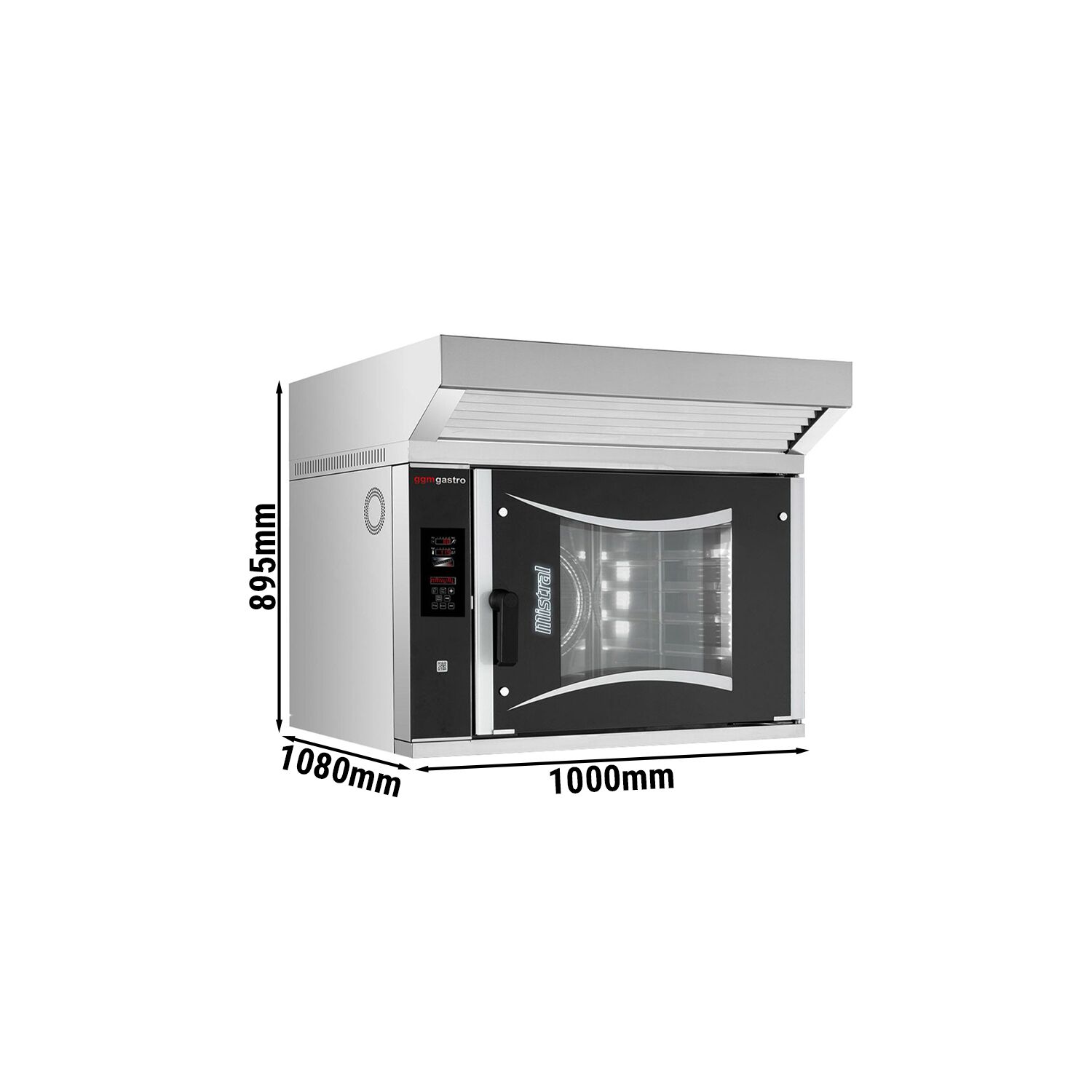 Four combiné vapeur pour boulangerie – Digital – 6x EN 600x400 – avec hotte, moteur, condensateur & système de lavage