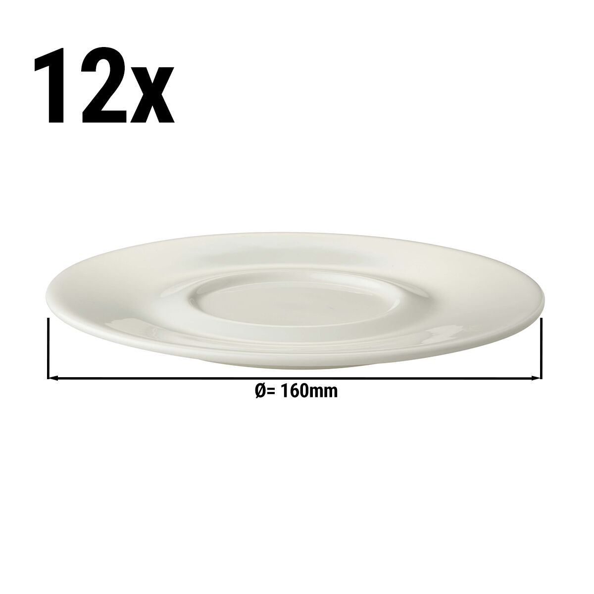 (12 pièces) LUX – Sous-tasse à café/cappuccino Maastricht – Ø 160 mm – Ivoire