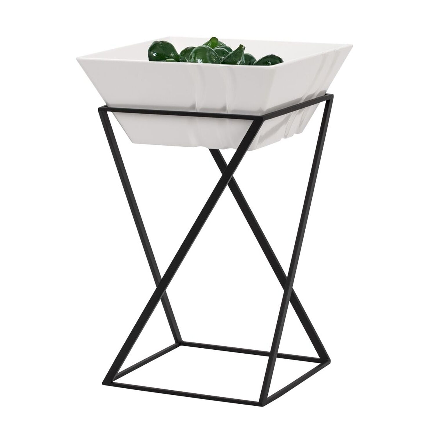 Présentoir buffet / étagère - noir - incl. 1 bol en mélamine - rectangulaire